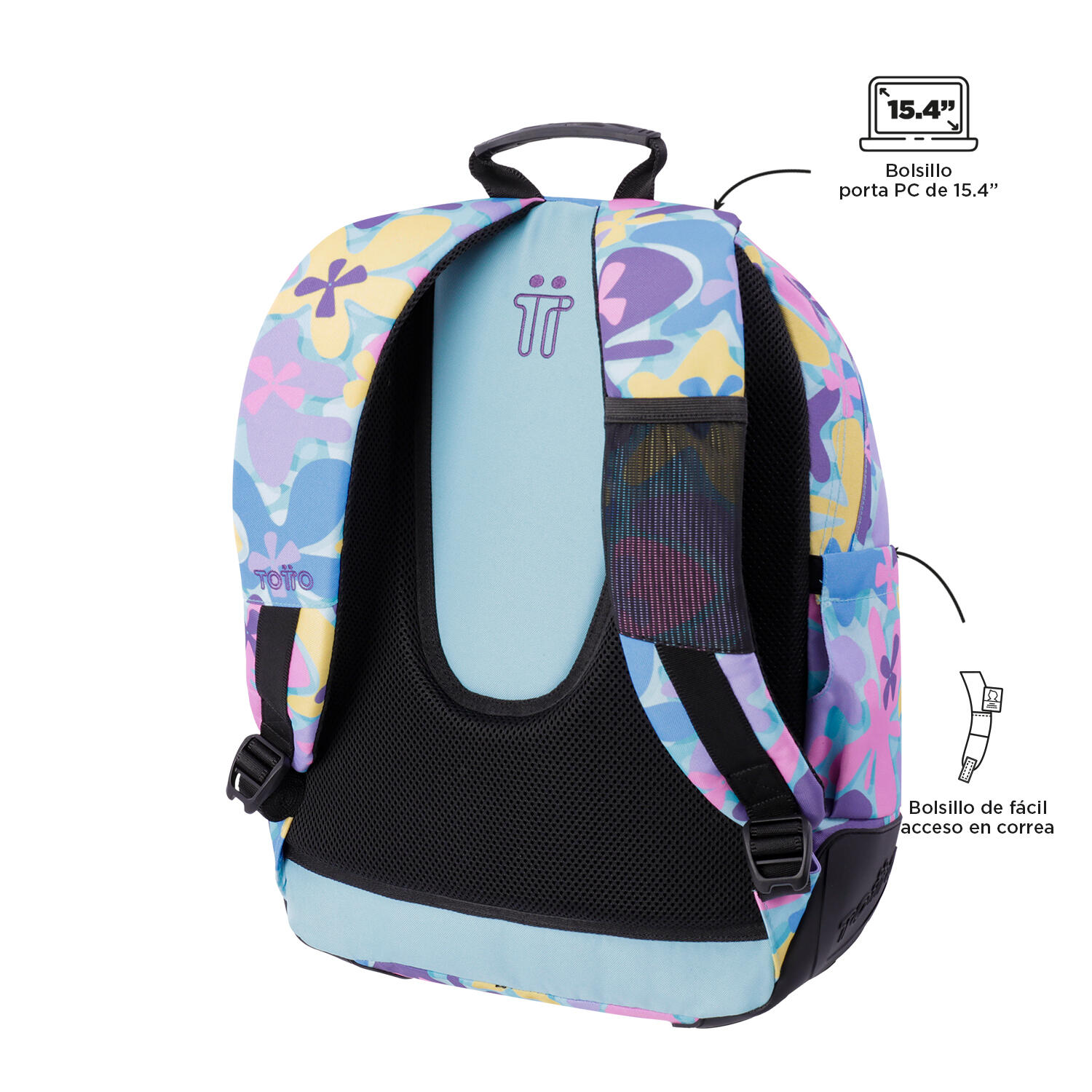 Totto Mochila escolar Crayoles Flores hawaianas Poliéster 33 x44 x13.5 cm 5/5