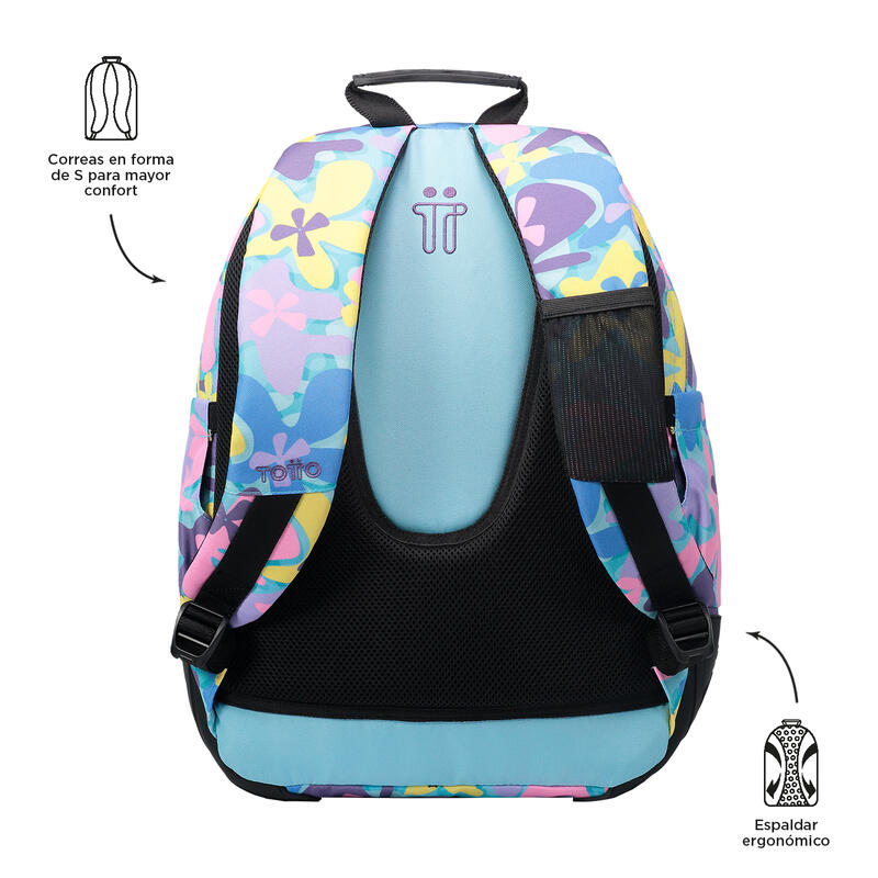 Mochila escolar  Crayoles Totto flores hawaianas  20 L