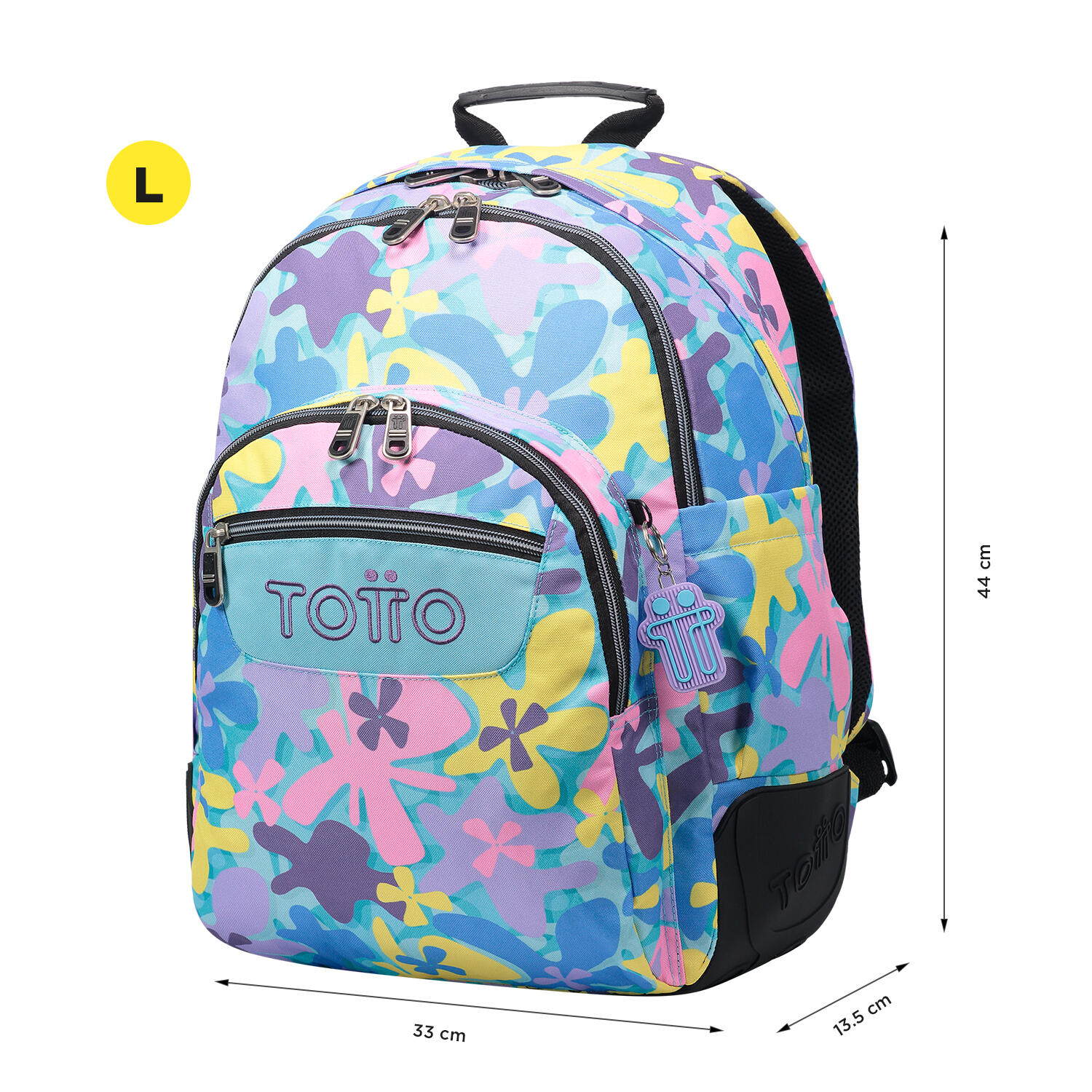 Totto Mochila escolar Crayoles Flores hawaianas Poliéster 33 x44 x13.5 cm 2/5