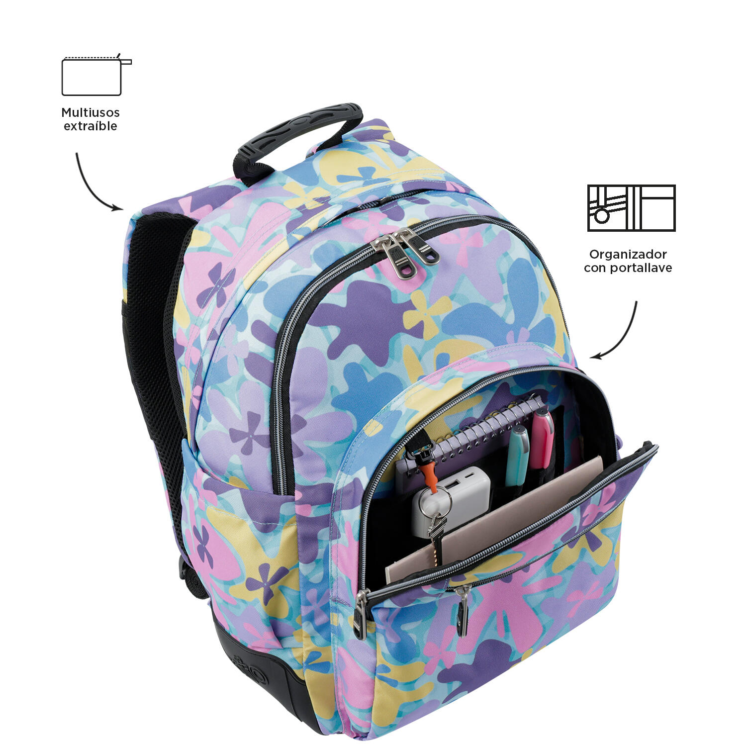 Totto Mochila escolar Rayol Flores hawaianas Poliéster 33 x44 x13.5 cm 5/5