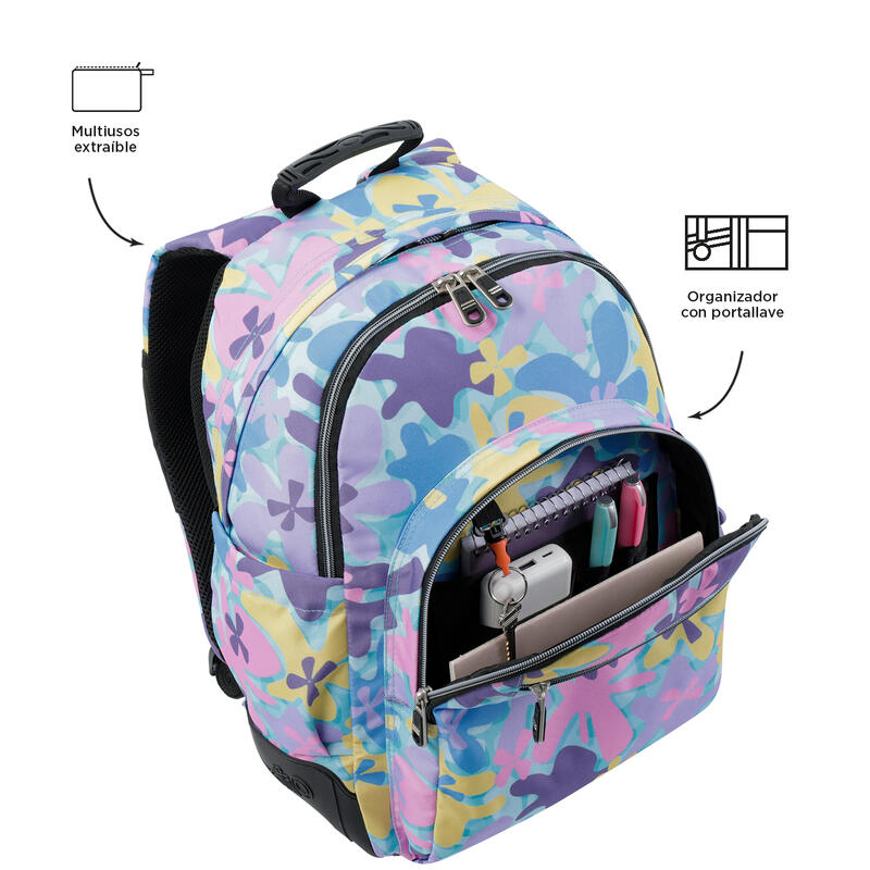 Mochila escolar  Crayoles Totto flores hawaianas  20 L