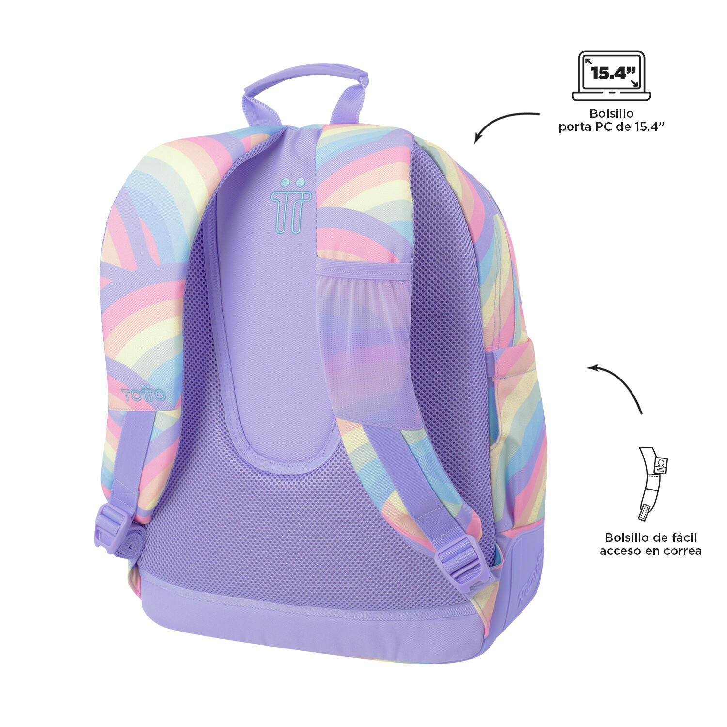 Totto Mochila escolar Rayol Arcoiris Poliéster 33 x44 x13.5 cm 4/5