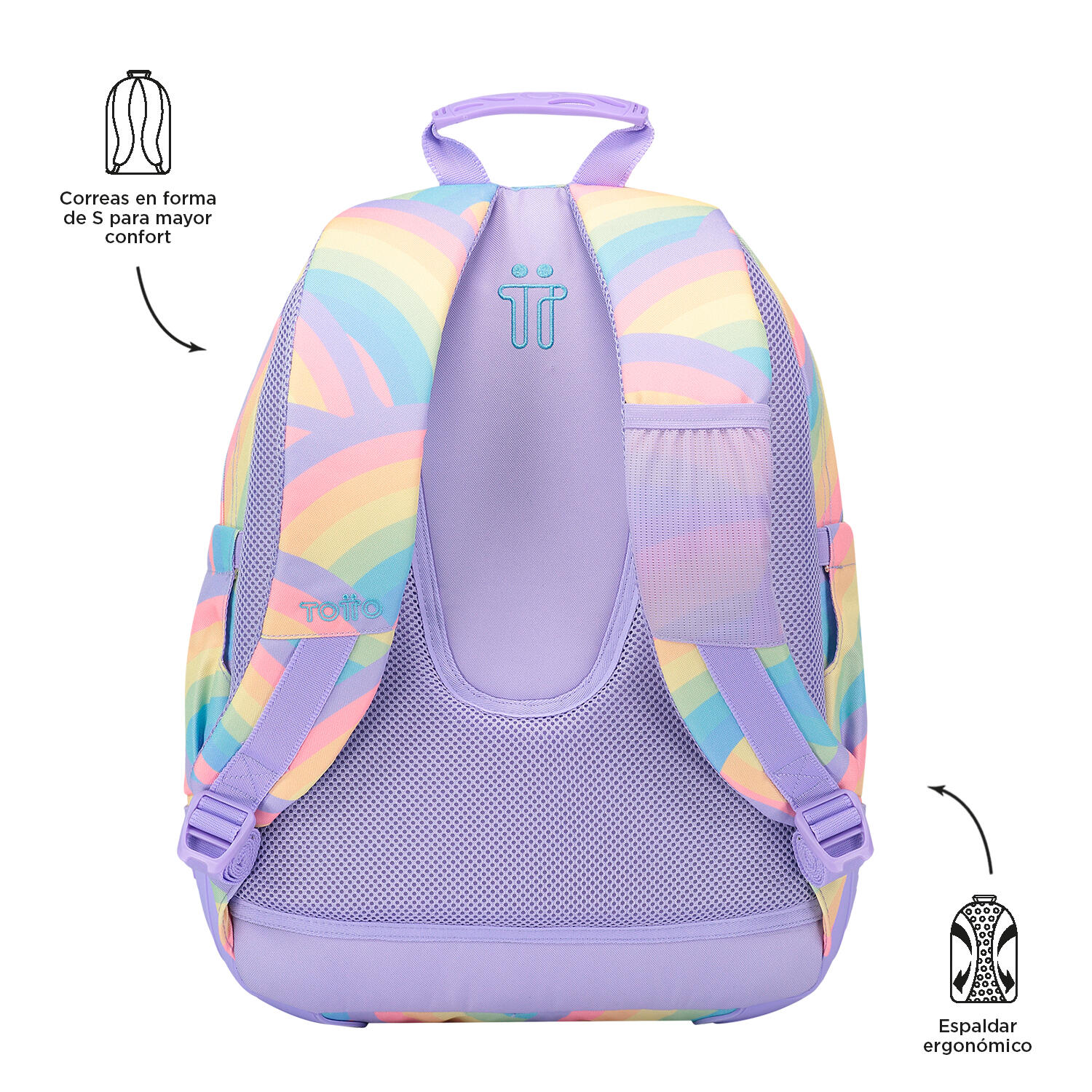 Totto Mochila escolar Rayol Arcoiris Poliéster 33 x44 x13.5 cm 3/5