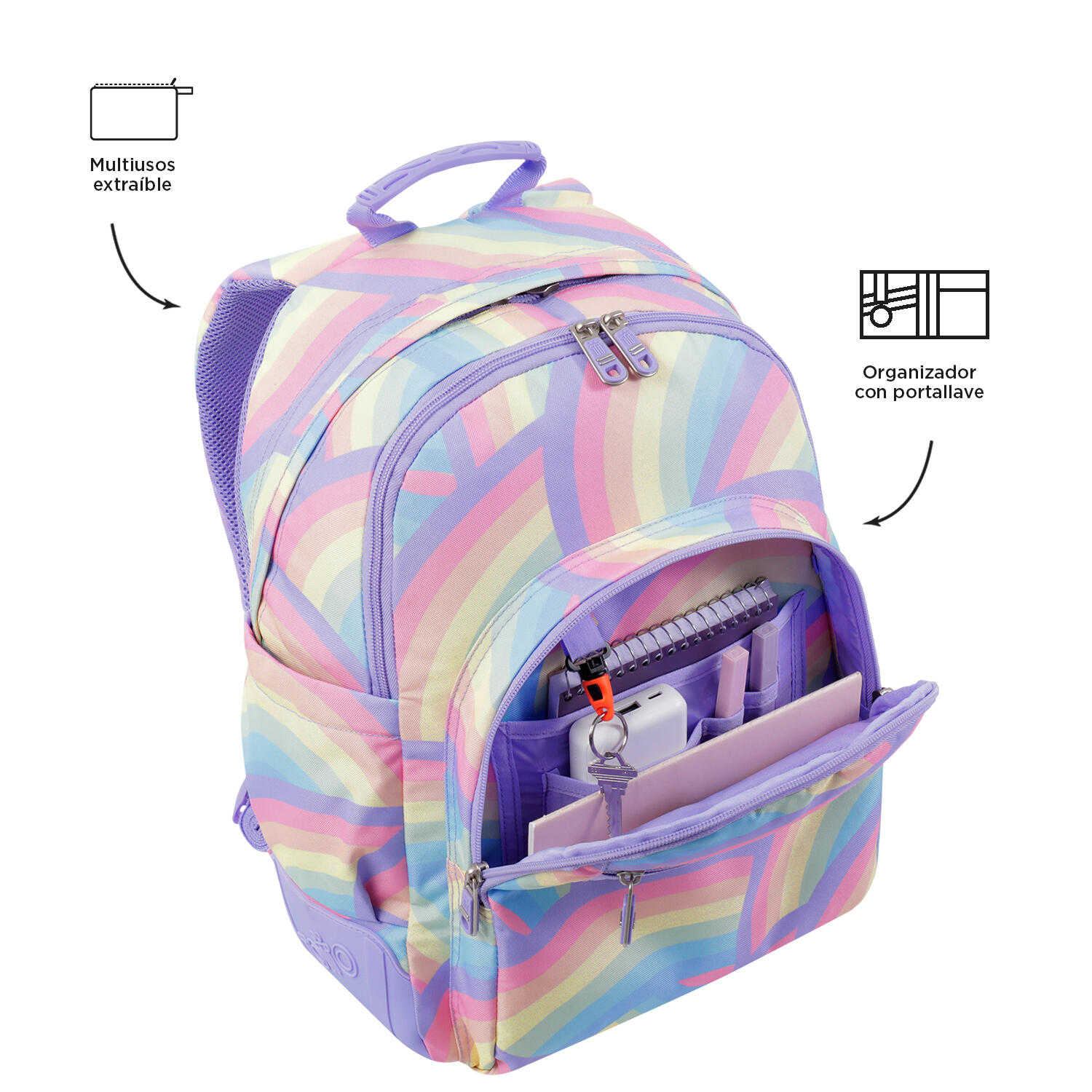 Totto Mochila escolar Rayol Arcoiris Poliéster 33 x44 x13.5 cm 5/5