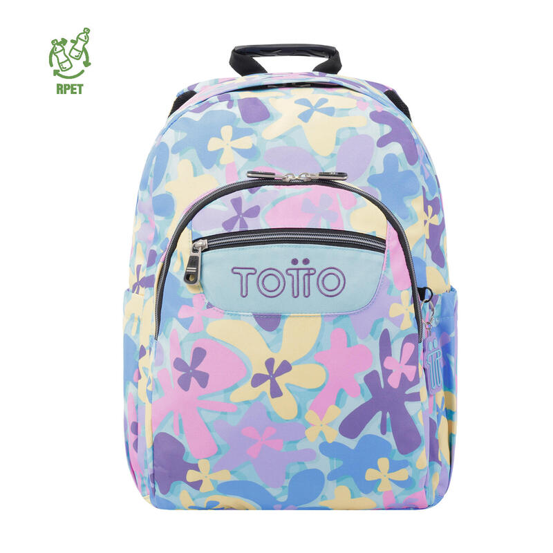 Mochila escolar Totto adaptable a carro flores hawaianas  20 L