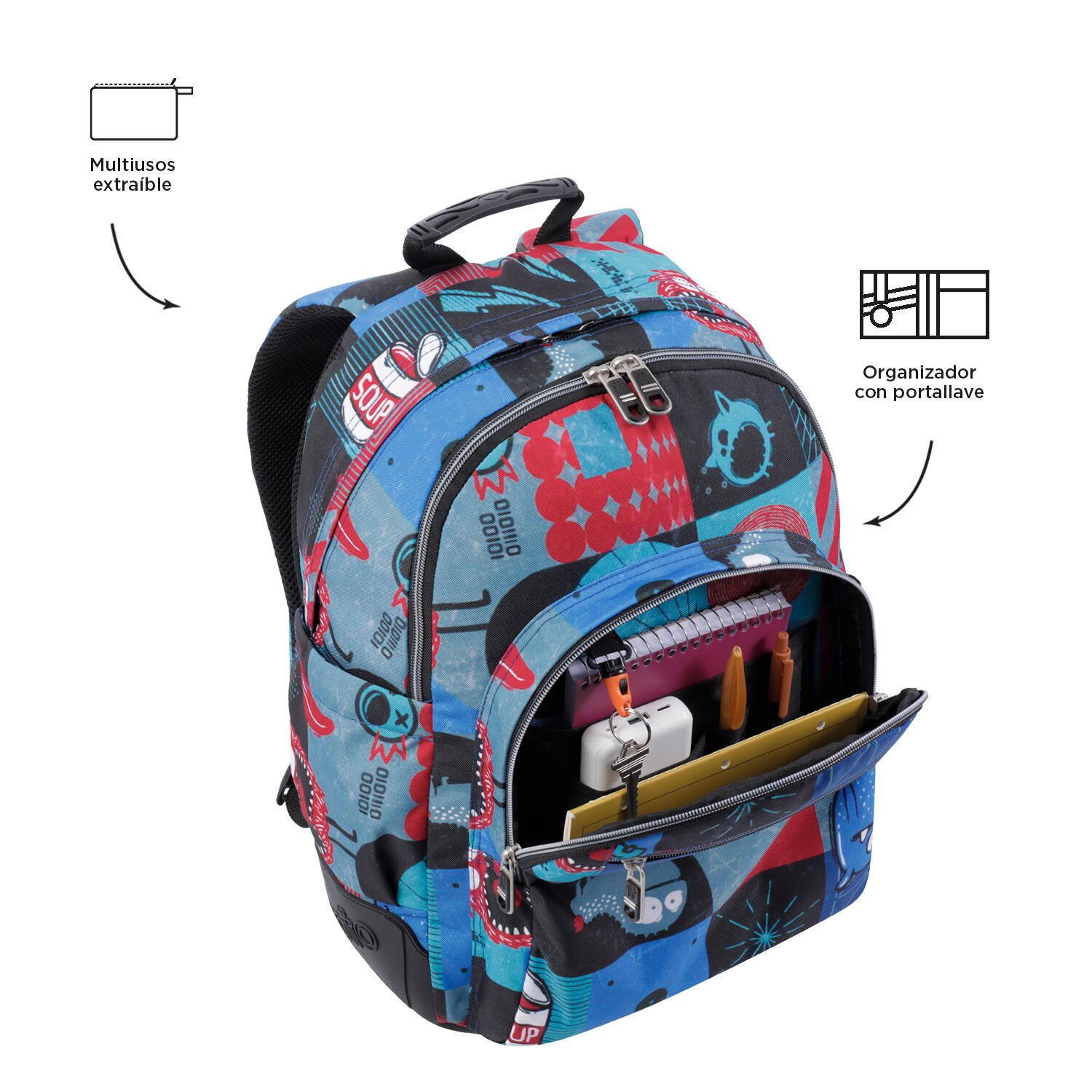 Totto Mochila escolar Rayol Cyber monstruos Poliéster 33 x44 x13.5 cm 5/5