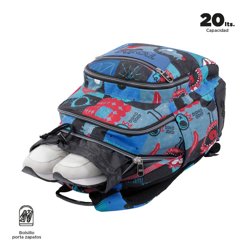 Mochila escolar  Crayoles Totto cyber monstruos  20 L