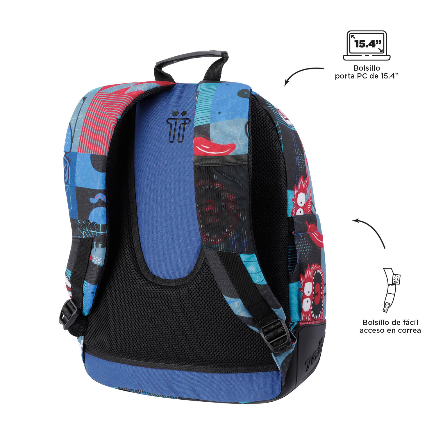 Totto Mochila escolar Rayol Cyber monstruos Poliéster 33 x44 x13.5 cm 4/5