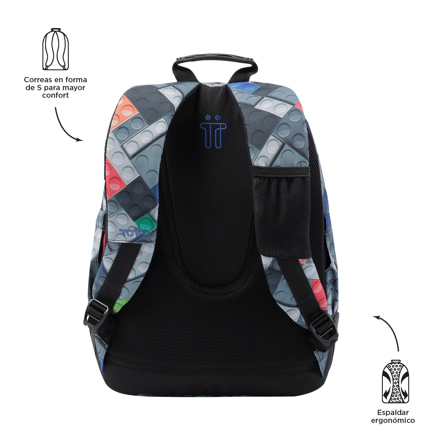 Totto Mochila escolar Crayoles Bloques Poliéster 33 x44 x13.5 cm 4/5