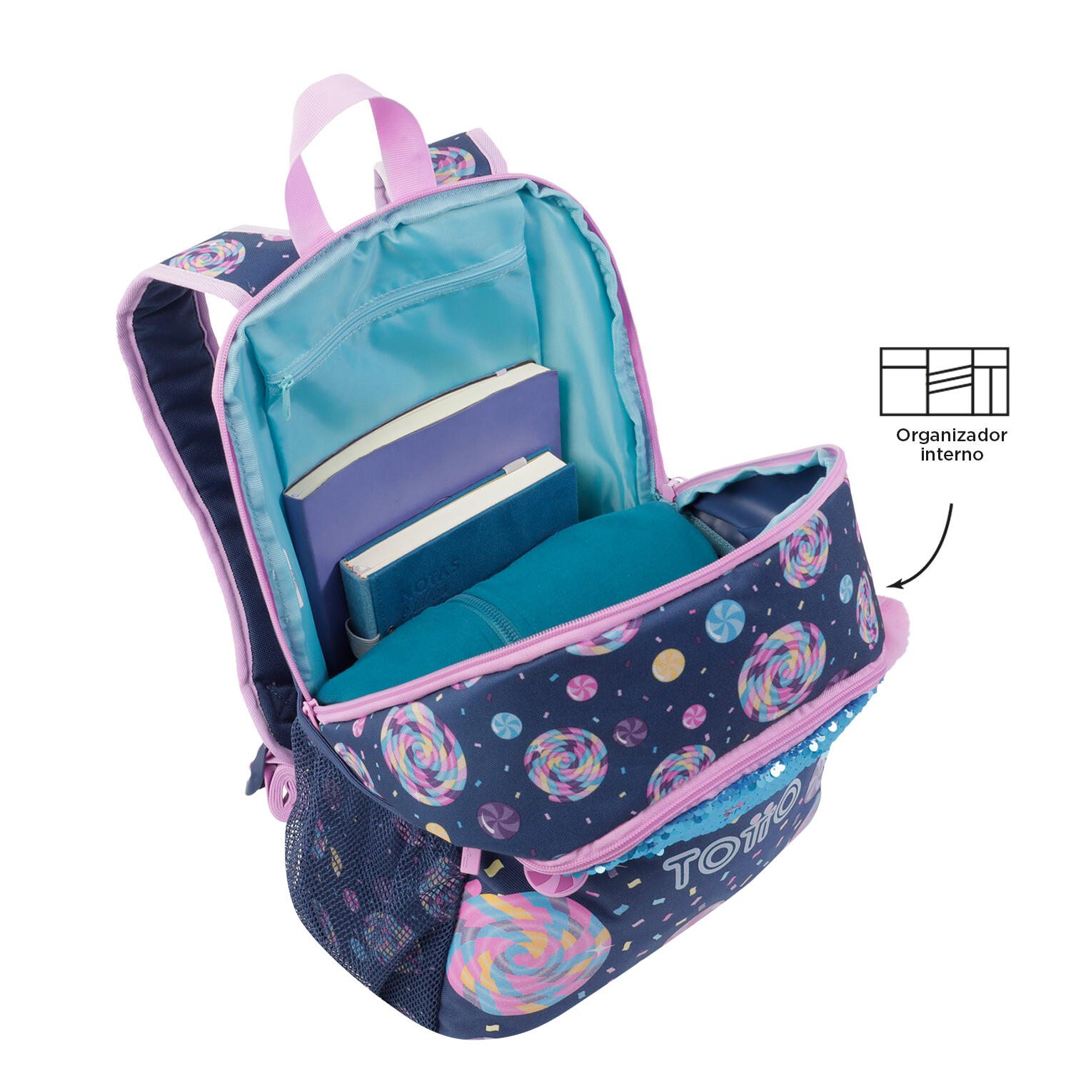 Totto Mochila escolar Sweet Candy Azul Poliéster 32 x 44 x 12 cm 6/7