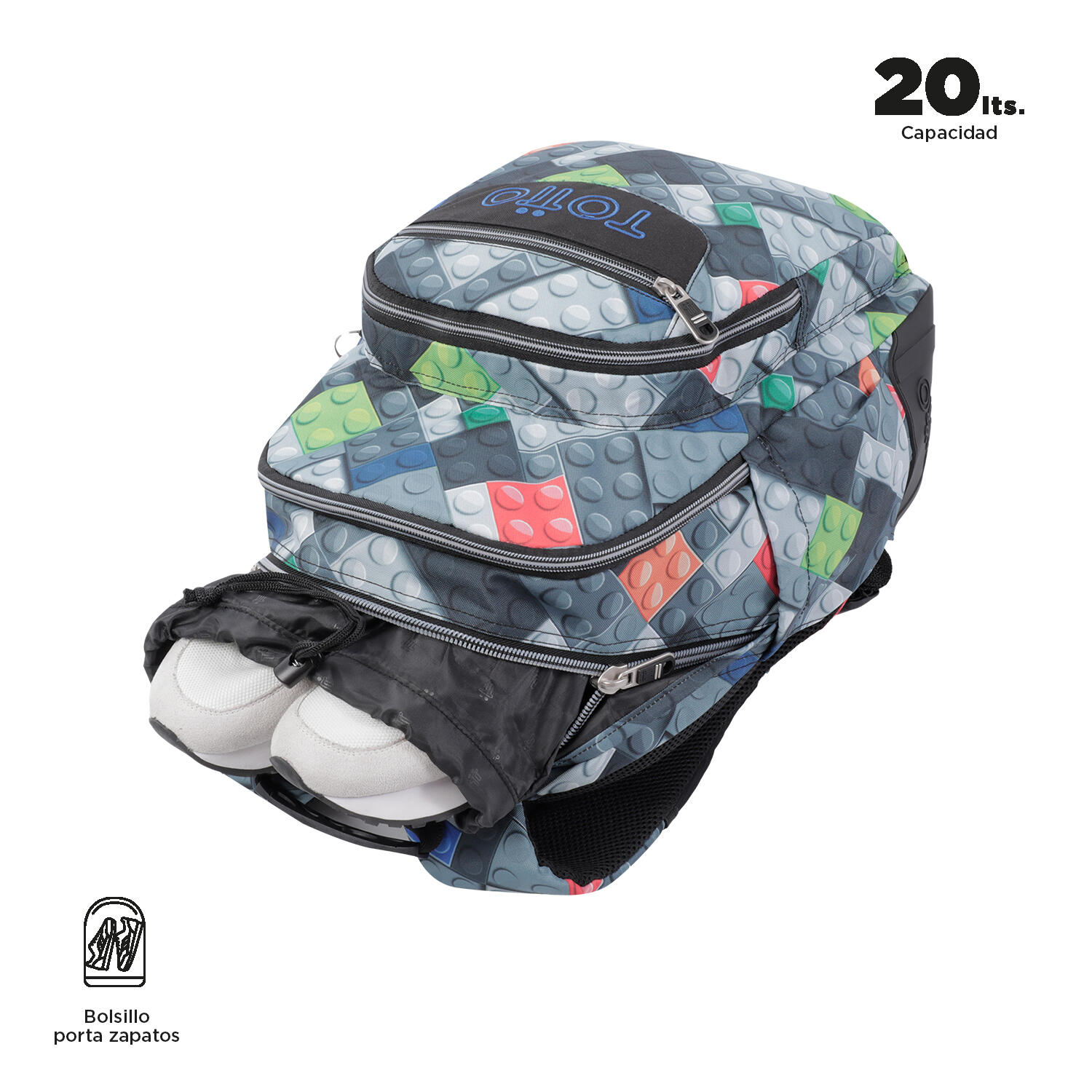 Totto Mochila escolar Crayoles Bloques Poliéster 33 x44 x13.5 cm 3/5