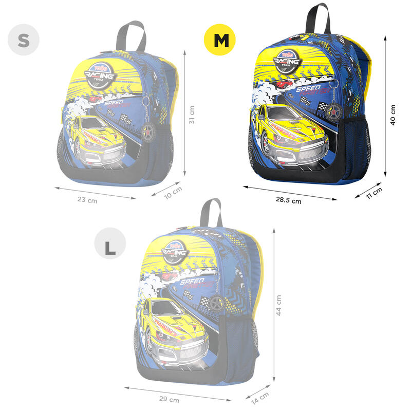 Mochila escolar  Velocity Totto mediana de carreras de coches   12 L