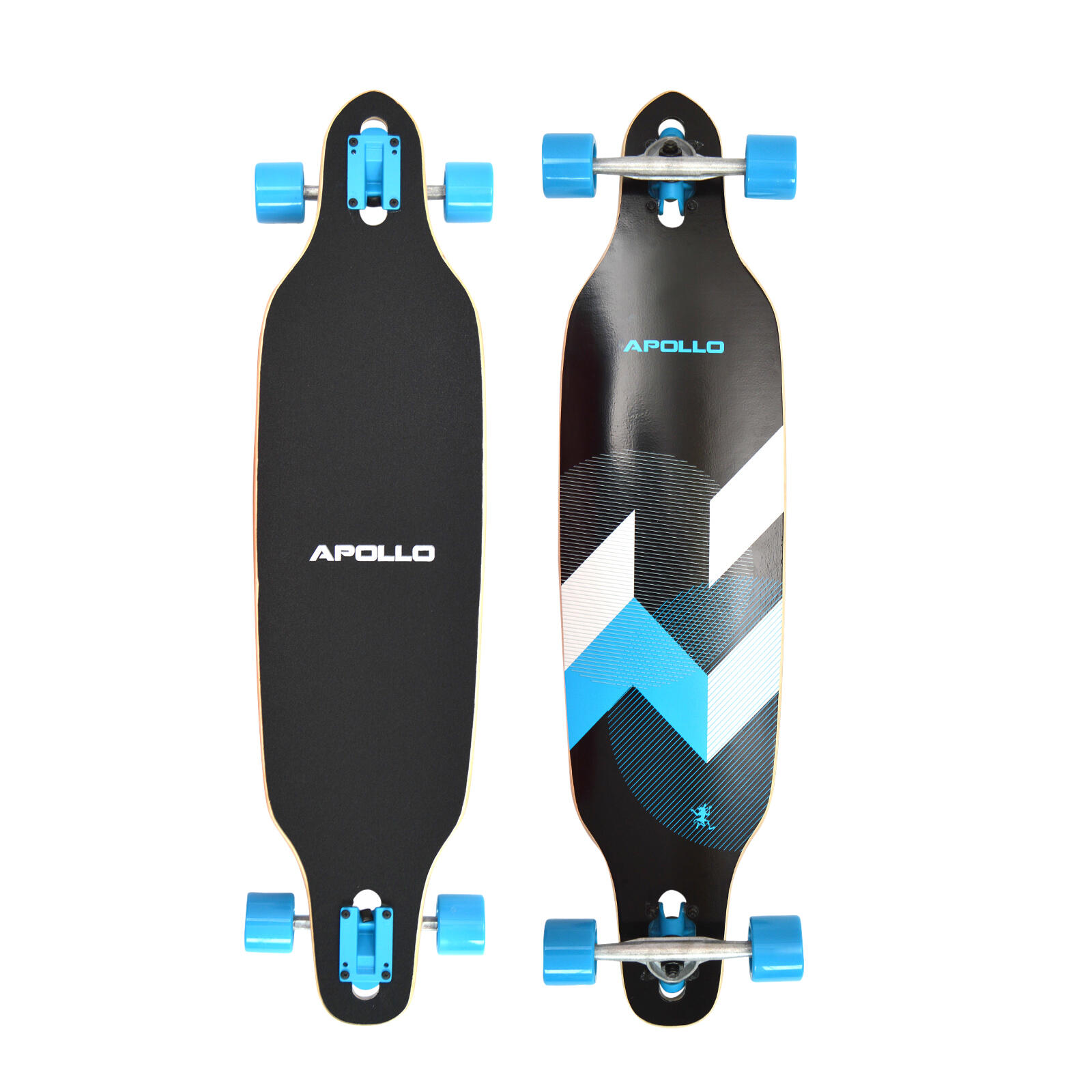 Apollo - Longboard 38" Édition Spéciale Complet, Roulements Abec High Speed, Drop-through - Longboard Skate - Blanc|bleu|noir - Decathlon