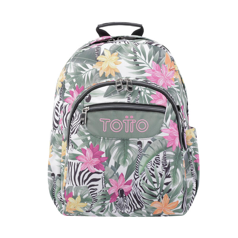 Mochila escolar  Acuarela Totto tropical cebras  20 L