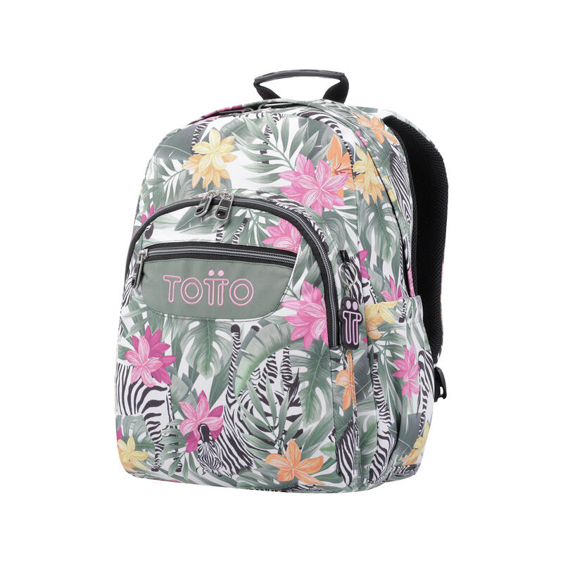 Mochila escolar  Acuarela Totto tropical cebras  20 L