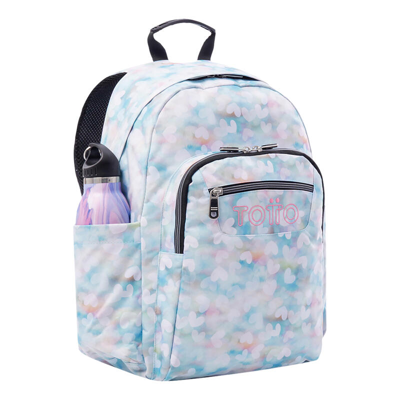 Mochila escolar  Acuarela Totto corazones pastel  20 L