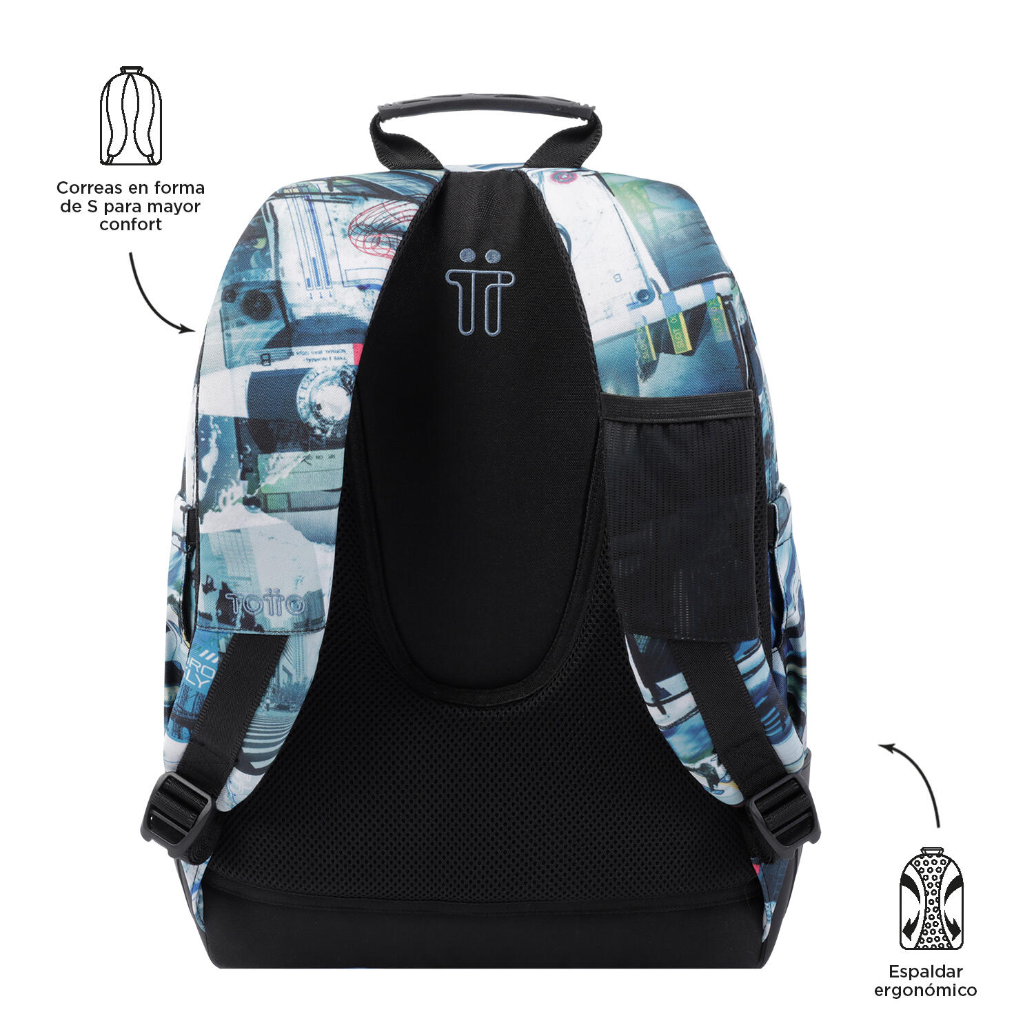 Totto Mochila escolar Crayoles Postales y casetes Poliéster 33 x44 x13.5 cm 4/5
