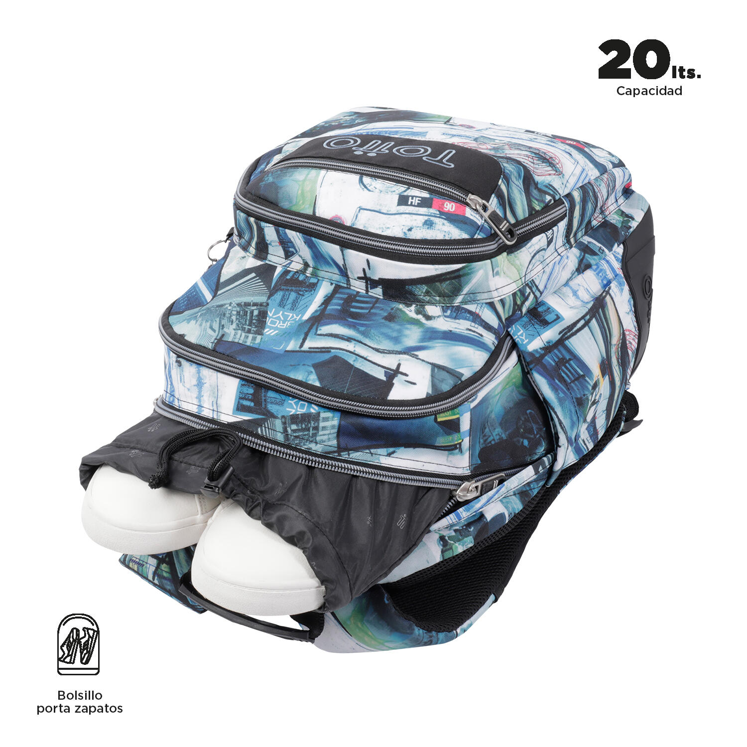 Totto Mochila escolar Crayoles Postales y casetes Poliéster 33 x44 x13.5 cm 3/5