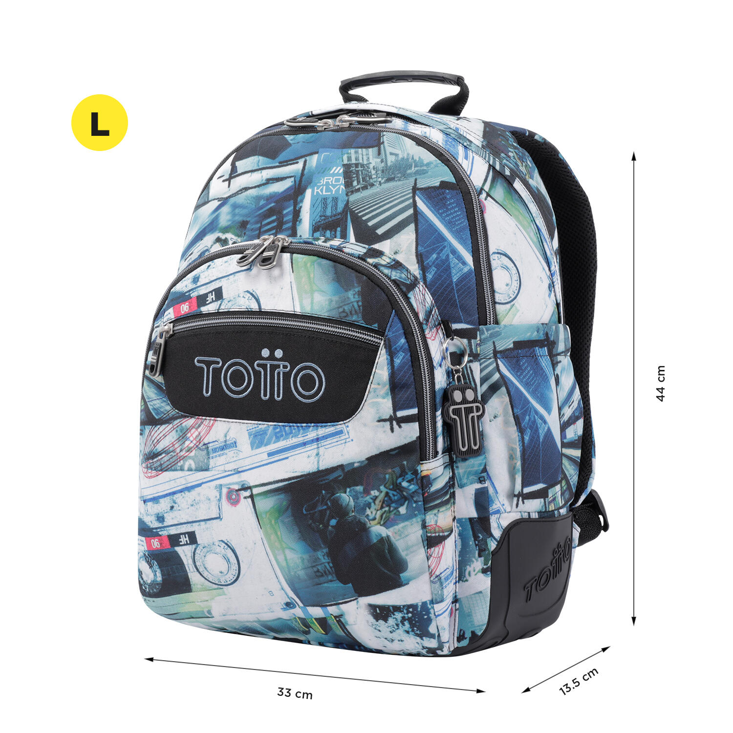 Totto Mochila escolar Crayoles Postales y casetes Poliéster 33 x44 x13.5 cm 2/5