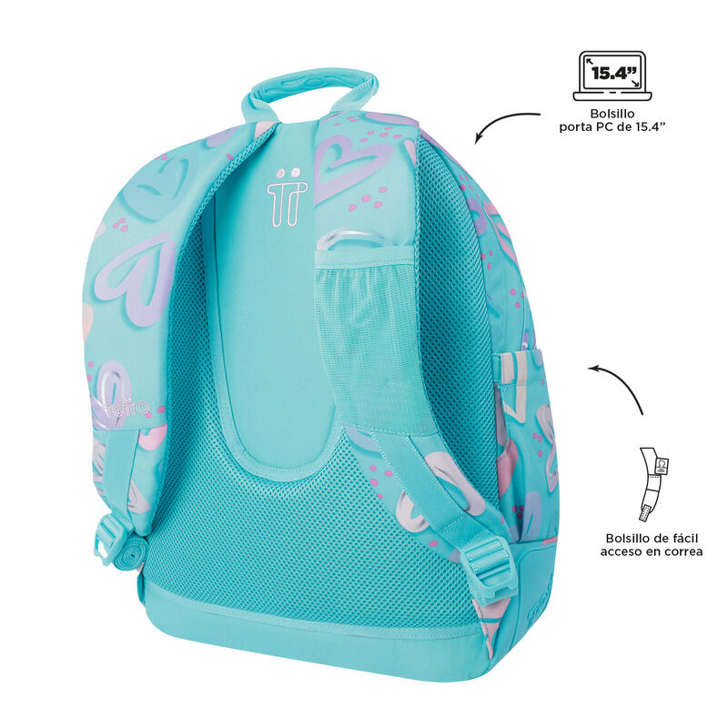 Mochila escolar  Crayoles Totto corazones pintados  20 L