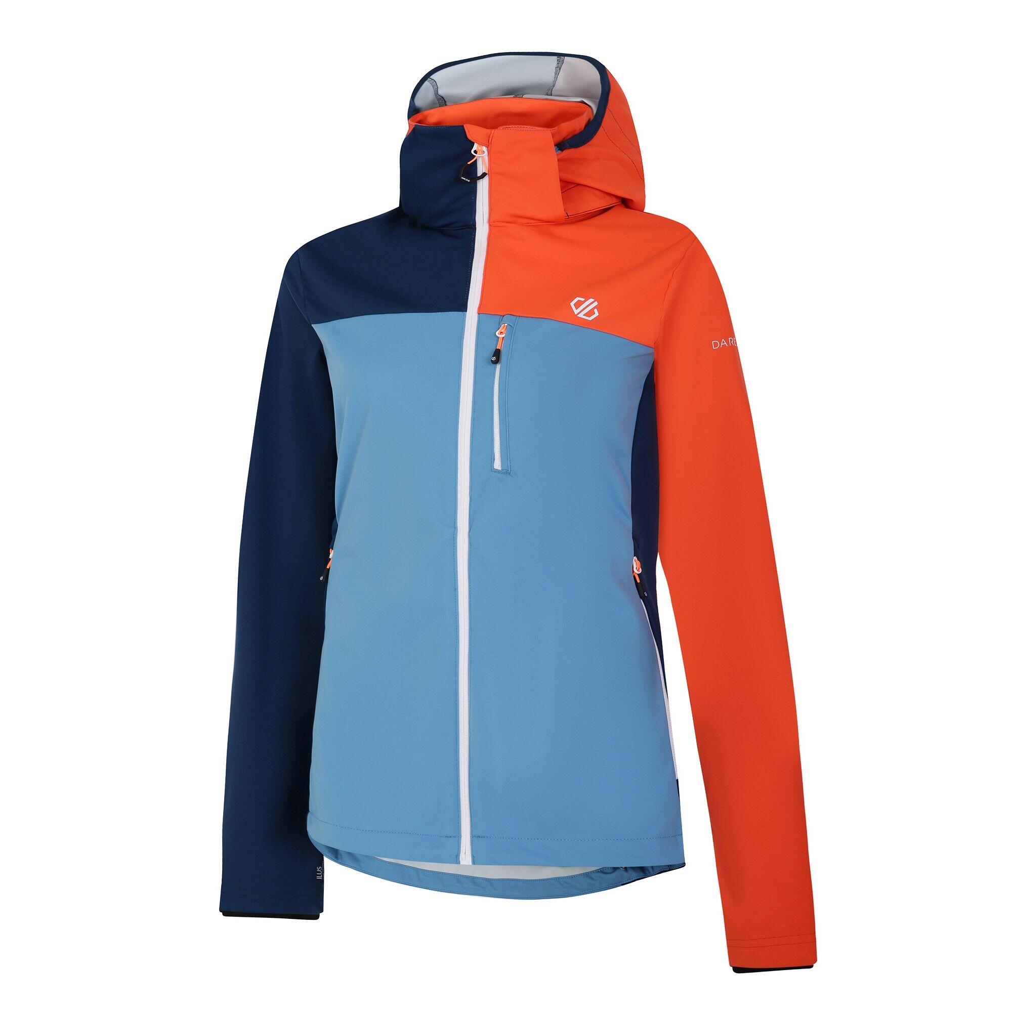 Womens/Ladies Lexan Colour Block Soft Shell Jacket (Niagara Blue/Satsuma) 3/5