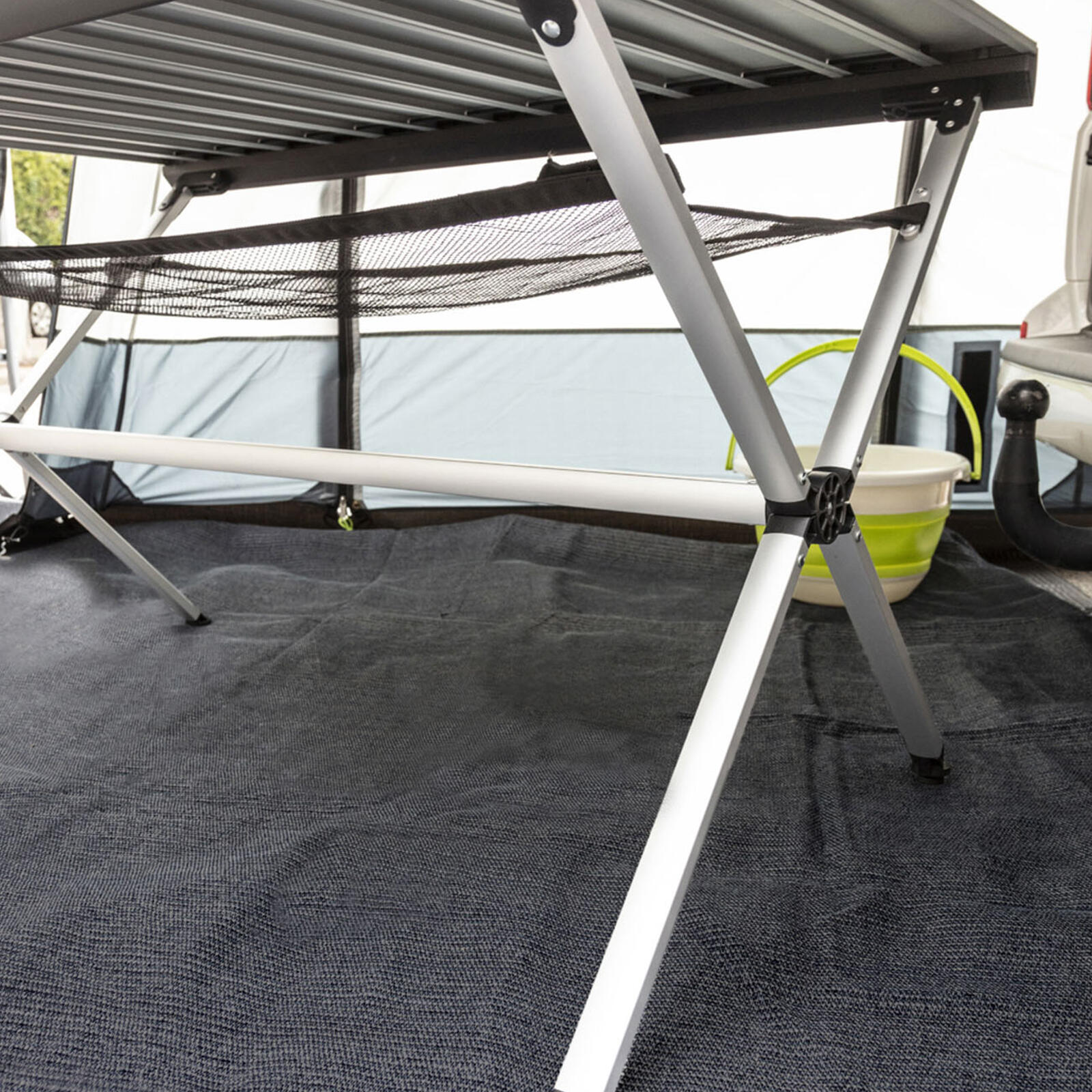 Voortenttapijt, campingtapijt, tapijt voor tent, camper, outdoor voortentvloer, tenttapijt incl. 13 bevestigingsnagels, van HDPE 240 g/m², met oogjes, draagtas, voor camper en caravan, 250 x 400 cm