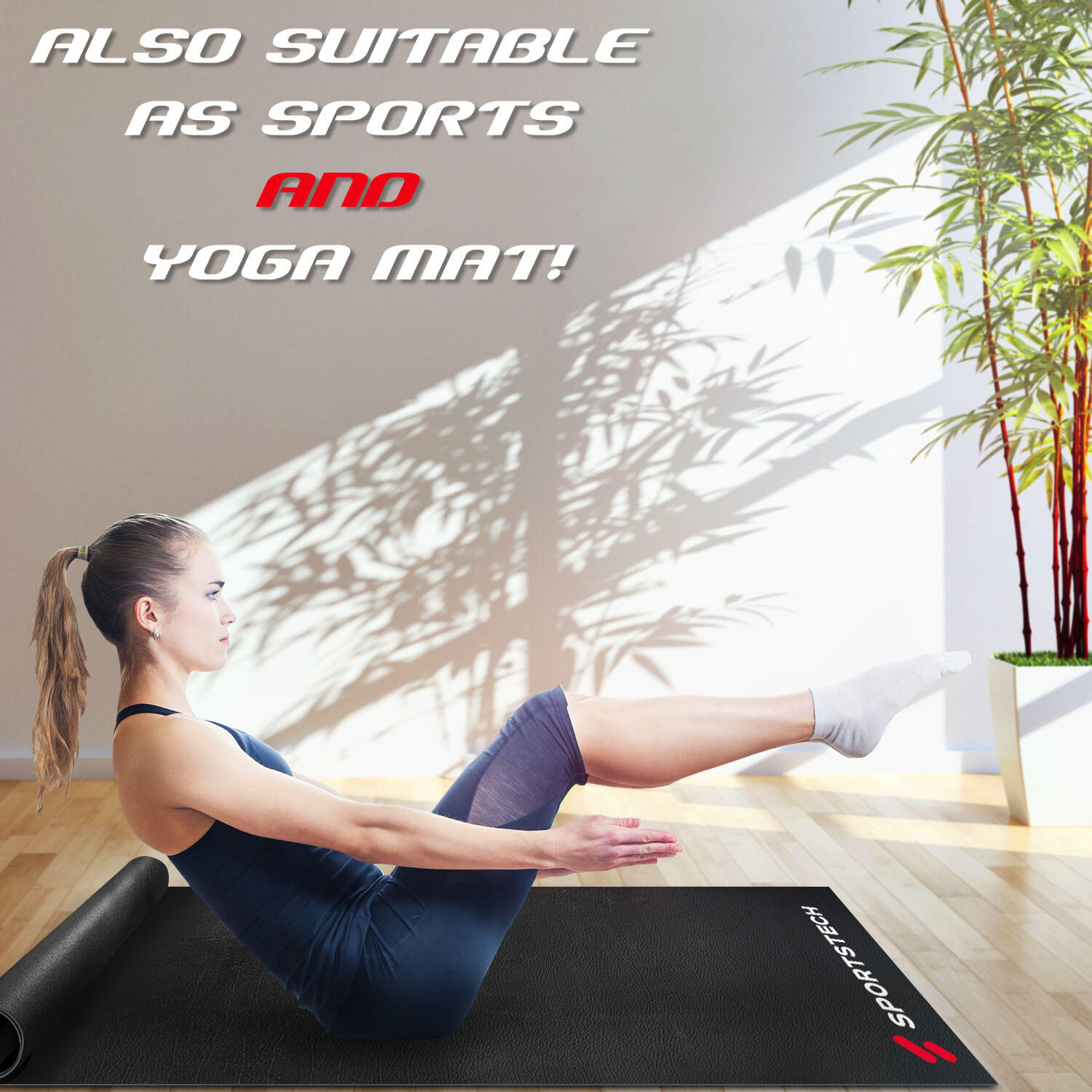 Bodenschutzmatte für Fitnessgeräte – Multifunktionsmatte in schwarz, 3 Größen 7/7