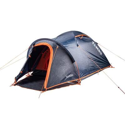 Kuppelzelt TAMBU HAIKA 2 | 2 Personen Igluzelt mit Apside | Dunkelblau / Orange