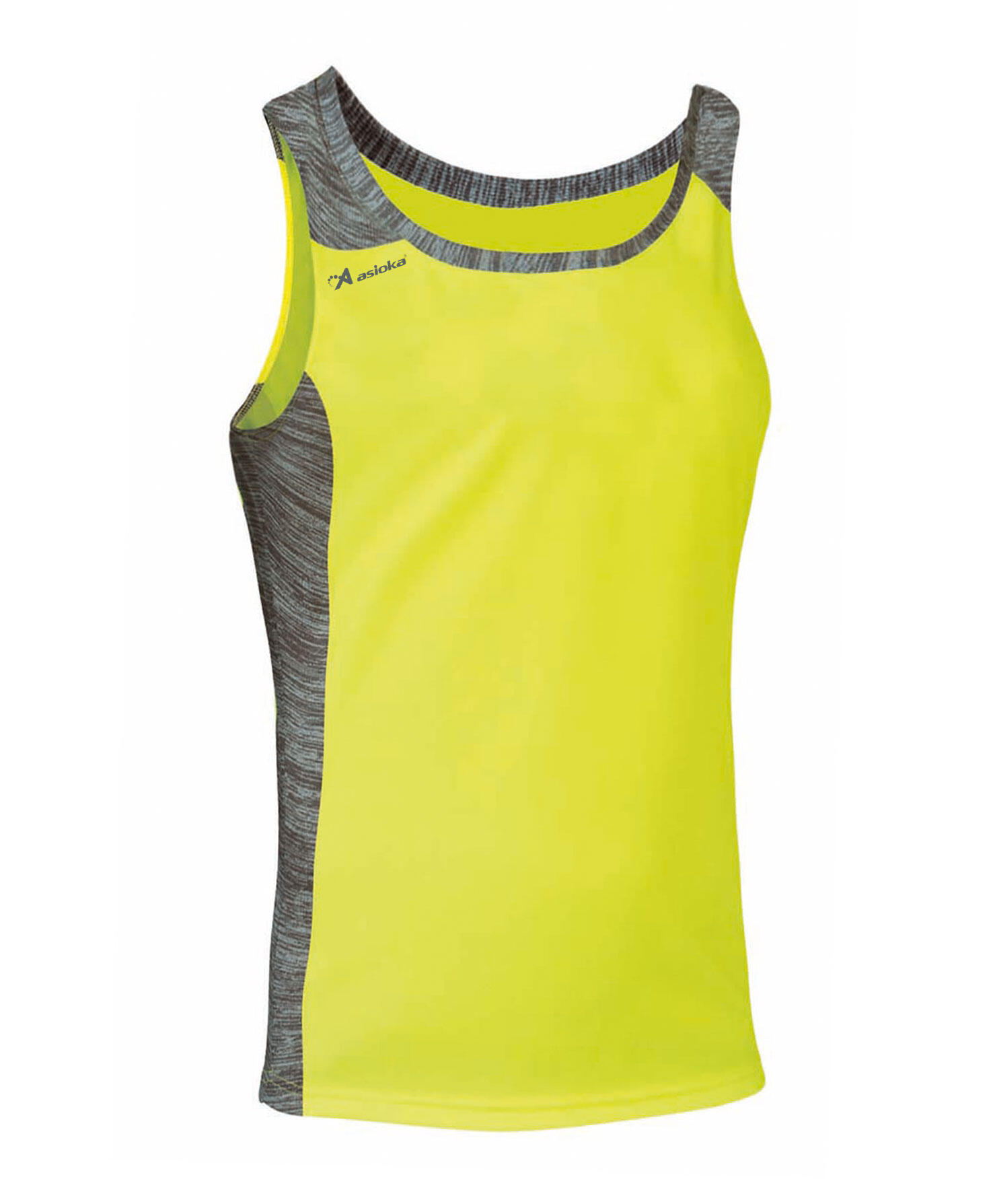 ASIOKA Camiseta Sin Mangas Running Hombre Asioka ELBA Amarillo Flúor.Transpirable