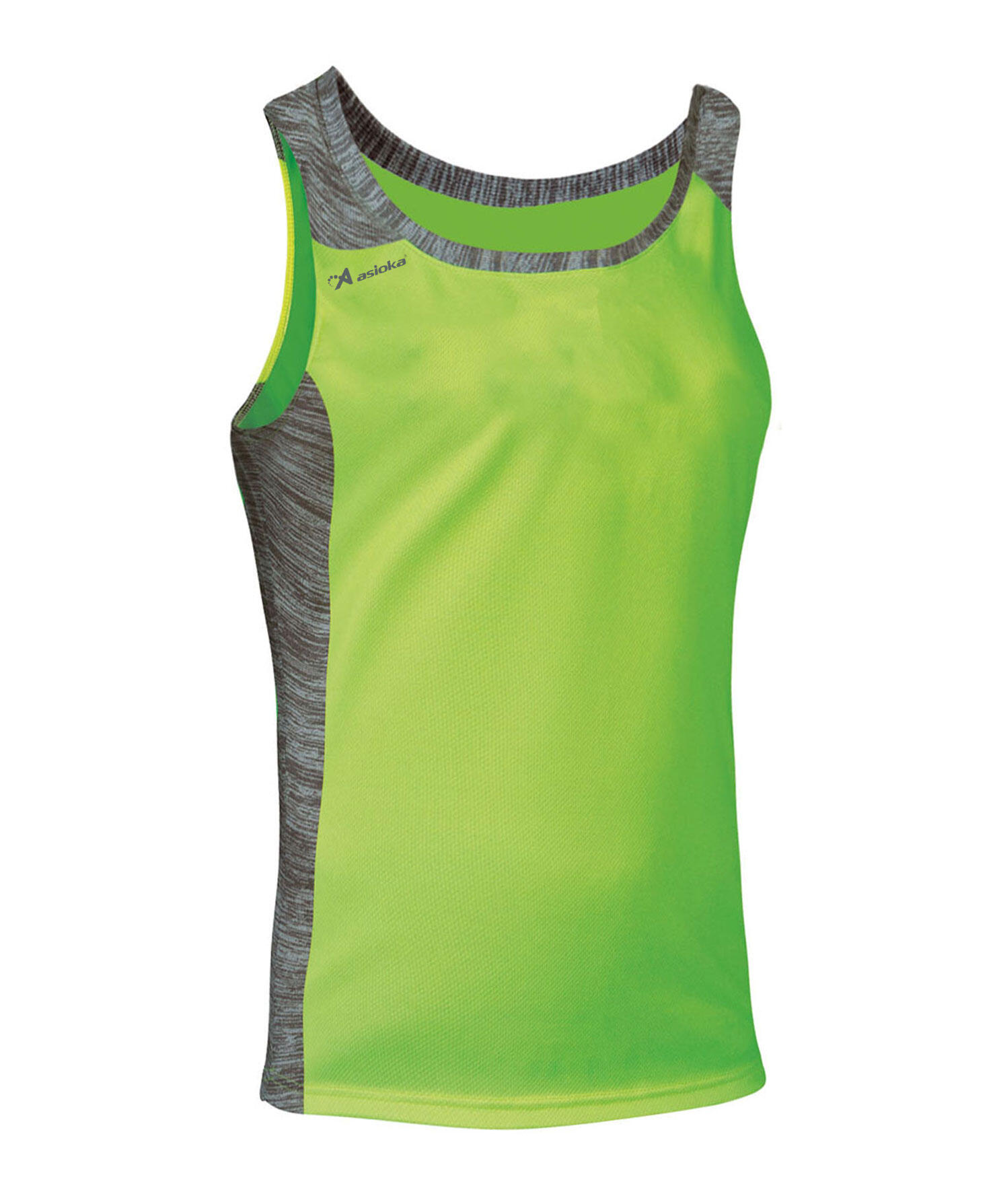 ASIOKA Camiseta Sin Mangas Running Hombre Asioka ELBA Verde Flúor.Transpirable