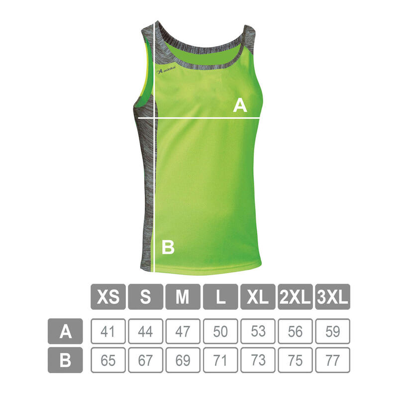 Camiseta Sin Mangas Running Hombre Asioka ELBA Verde Flúor.Transpirable