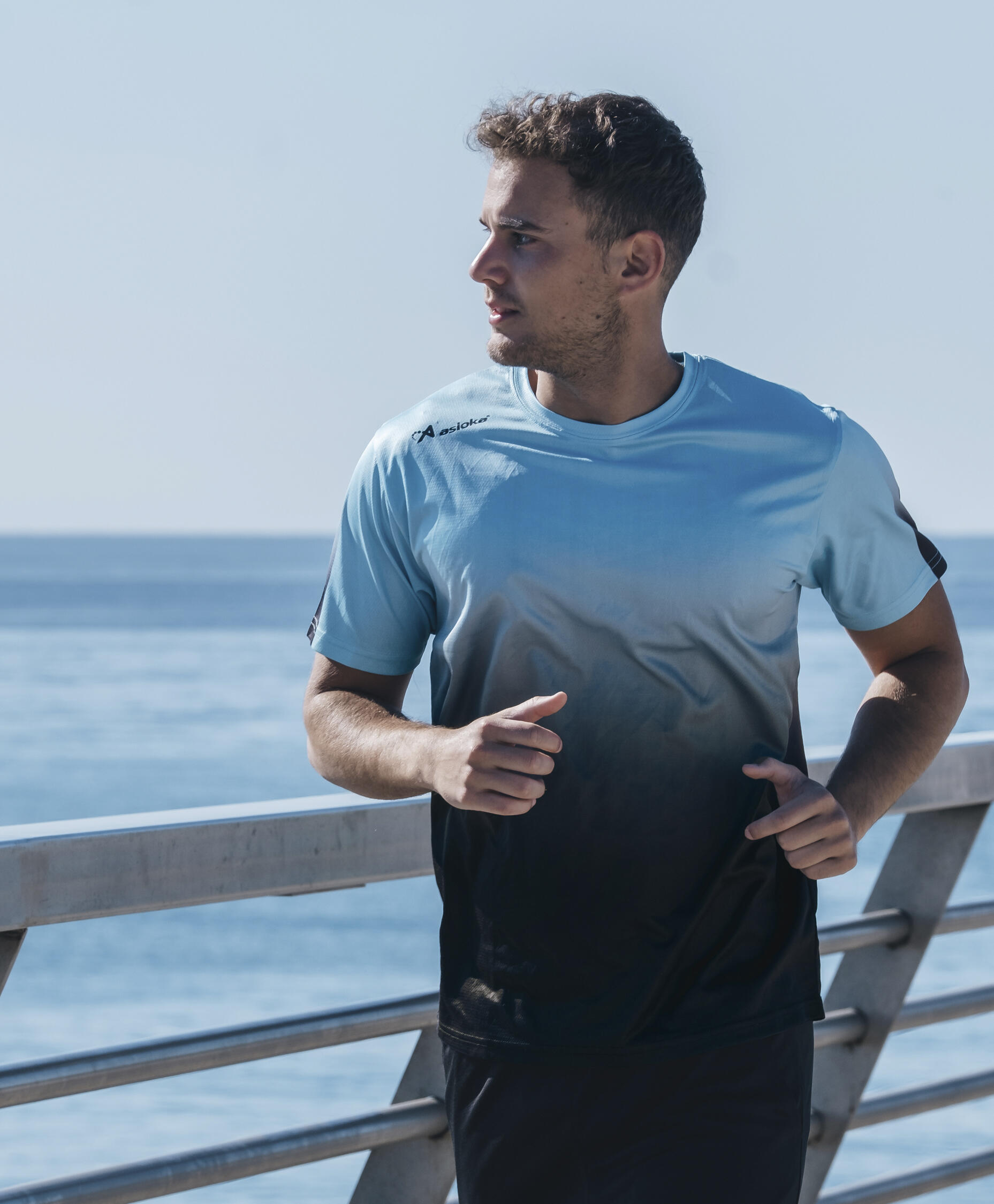 Camiseta Running Manga Corta Hombre Asioka TENERIFE Mesh Turq.Transpirable 3/7