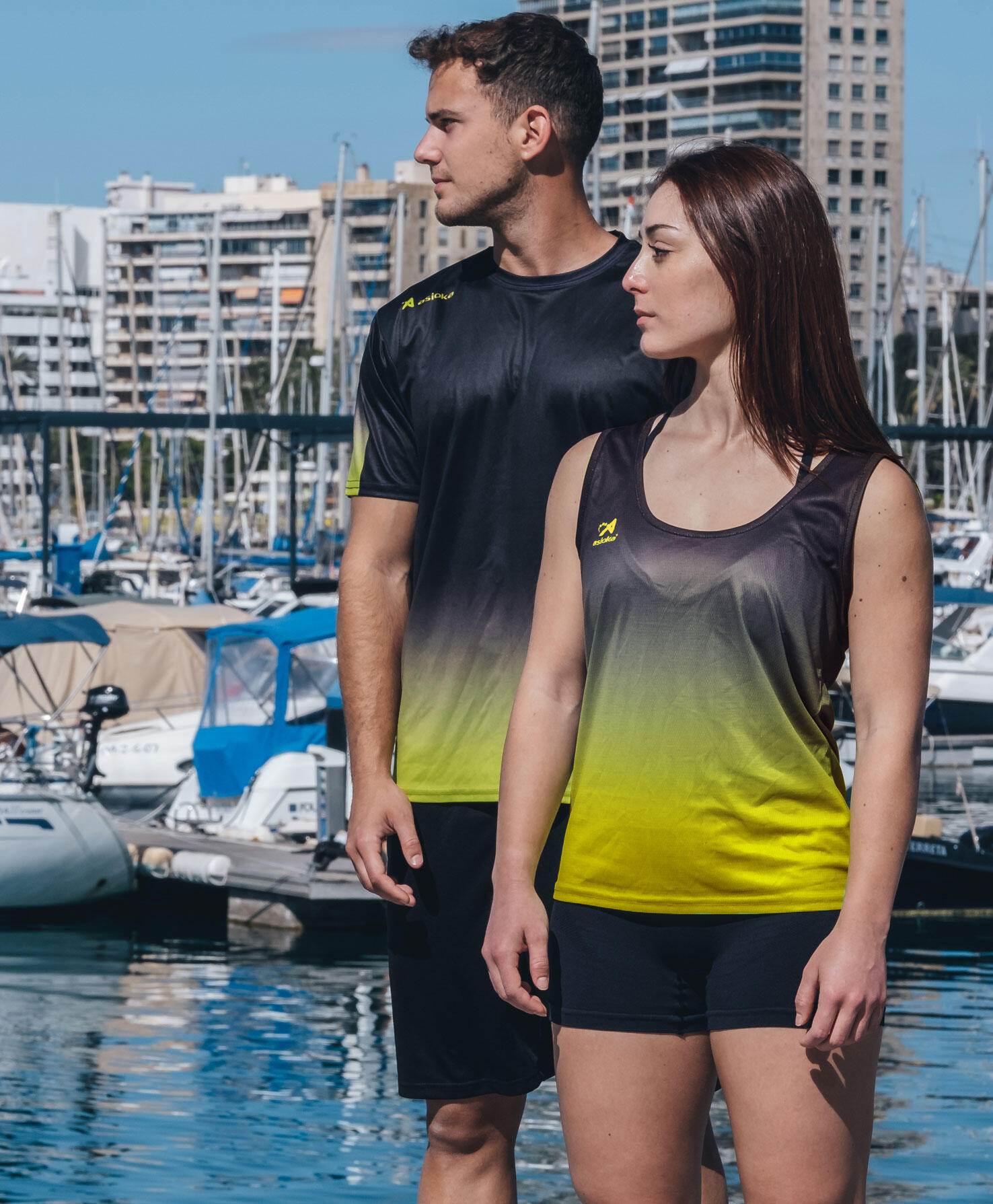 Camiseta Running Tirantes Mujer Asioka TENERIFE Mesh Lima/Negro.Transpirable 2/7