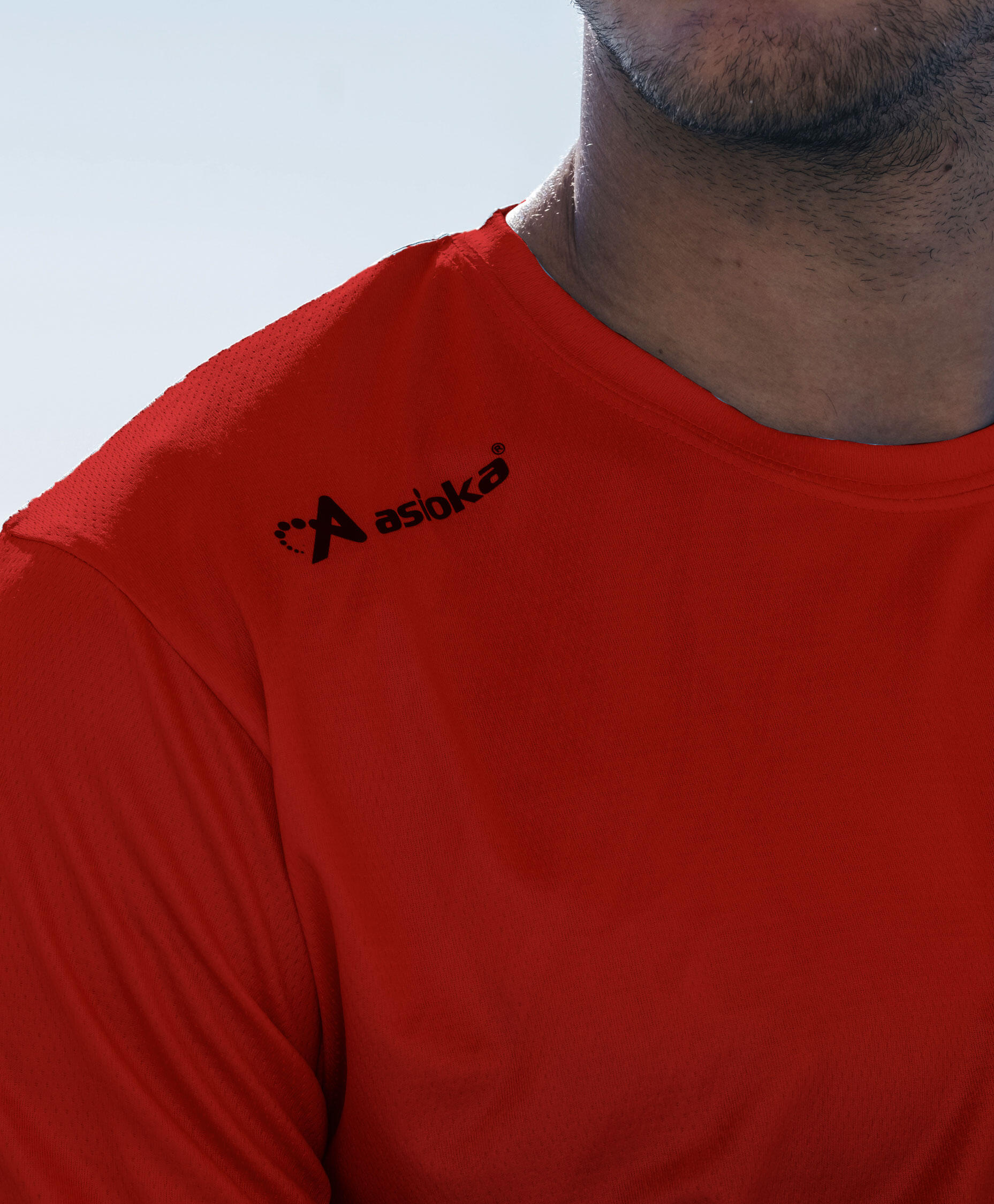 Camiseta Running Manga Corta Hombre Asioka TENERIFE Mesh Rojo.Transpirable 3/7