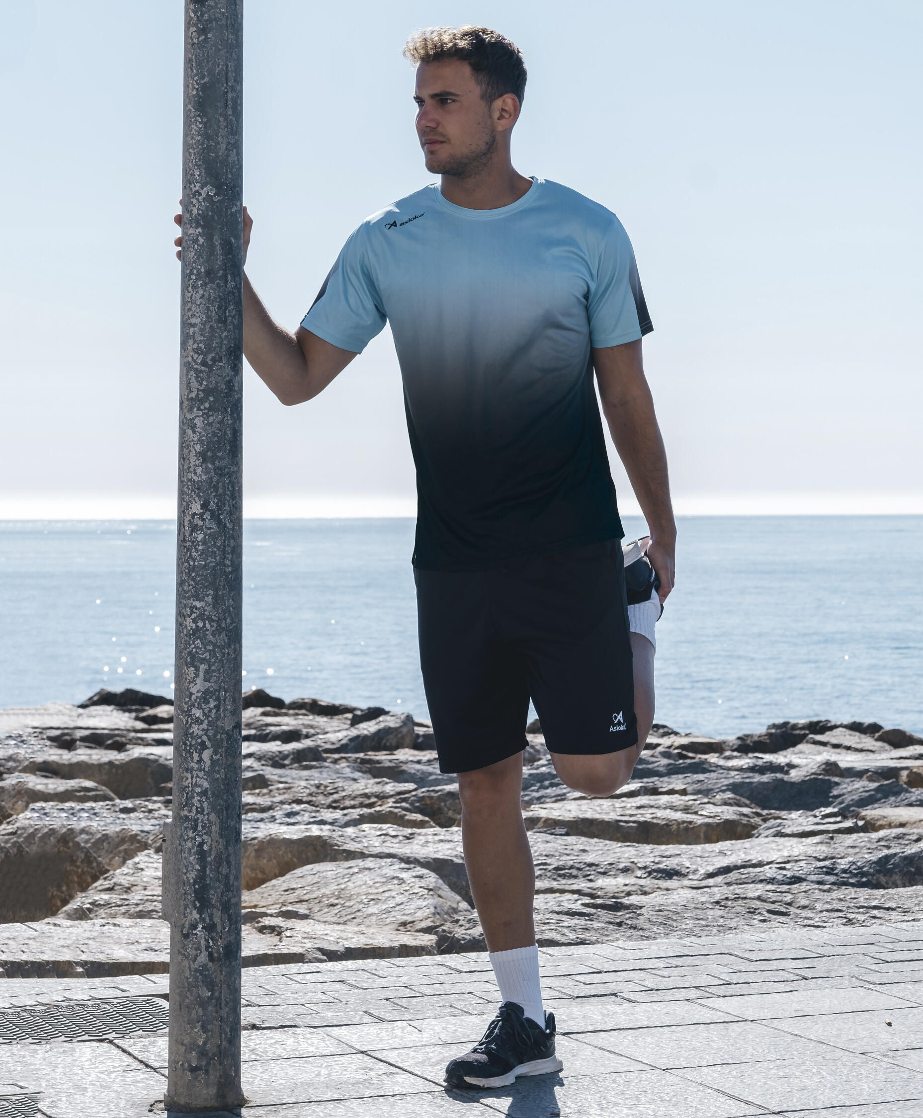 Camiseta Running Manga Corta Hombre Asioka TENERIFE Mesh Turq.Transpirable 2/7