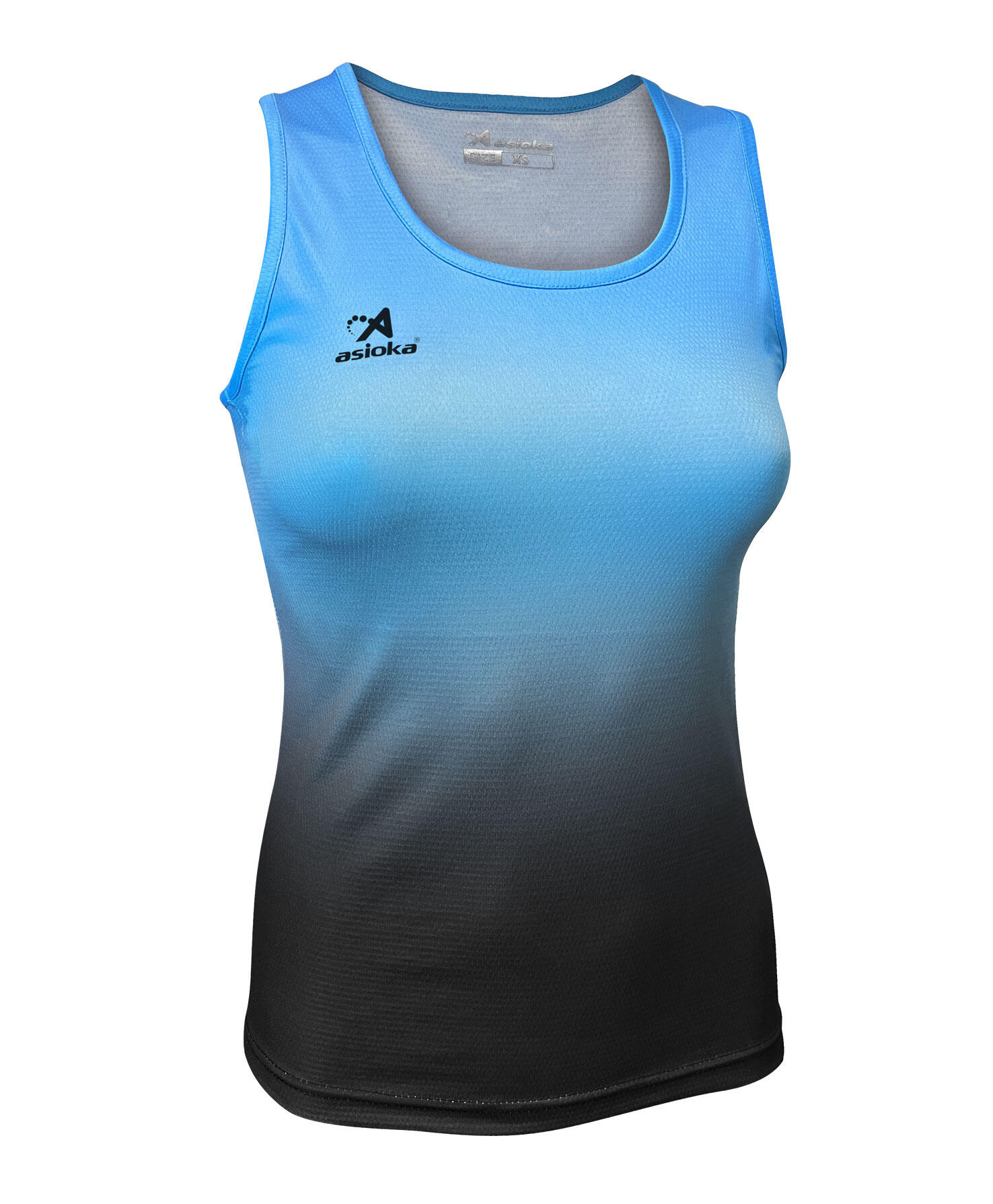 ASIOKA Camiseta Running Tirantes Mujer Asioka TENERIFE Mesh Turq/Negro.Transpirable