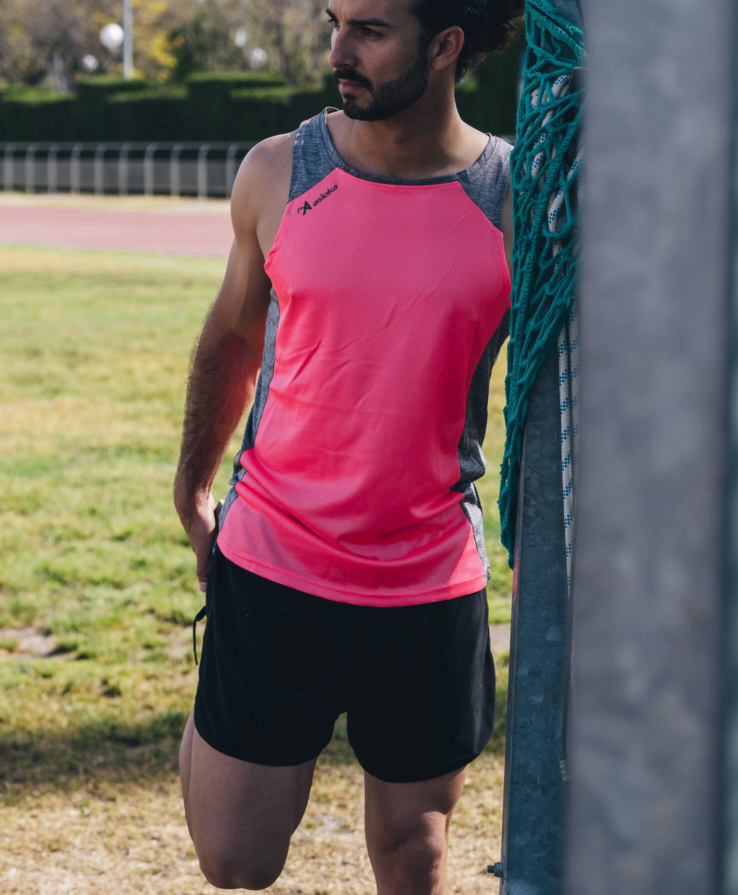 Camiseta Sin Mangas Running Hombre Asioka ELBA Fúcsia/Gris.Transpirable 4/7