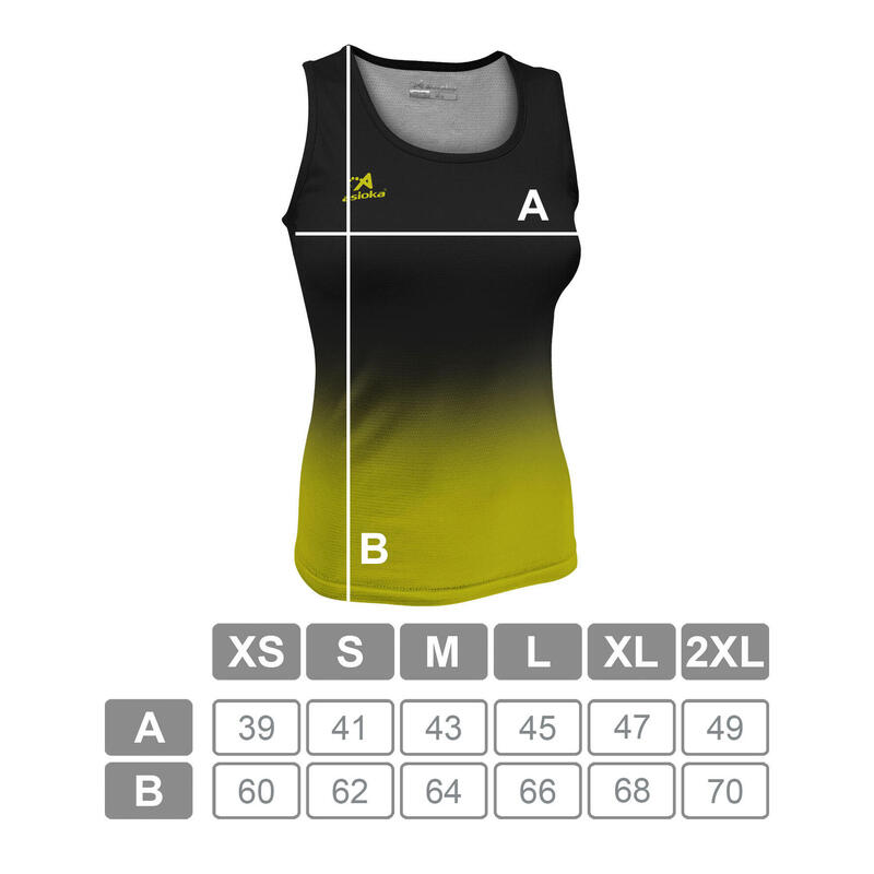 Camiseta Running Tirantes Mujer Asioka TENERIFE Mesh Lima/Negro.Transpirable