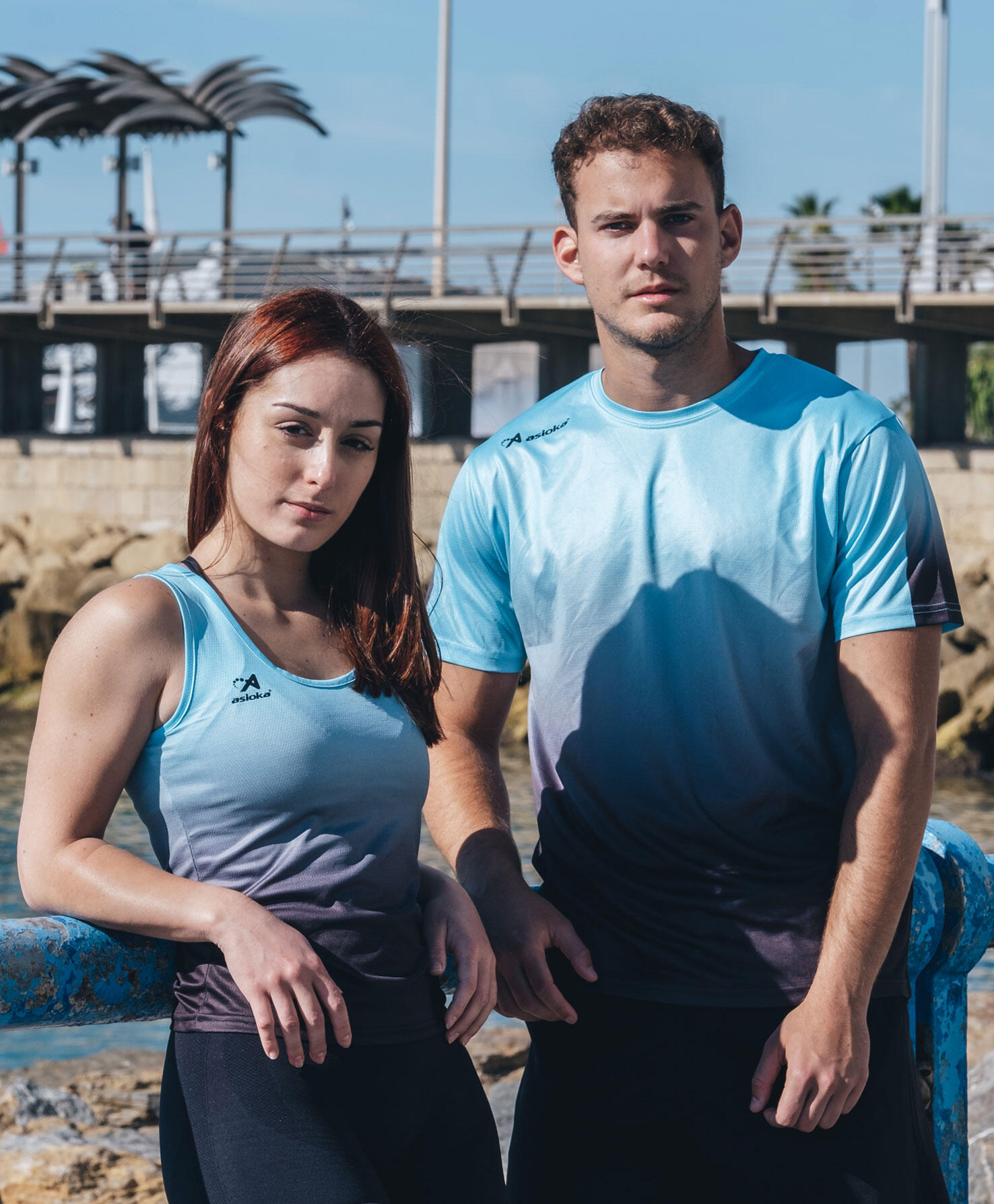 Camiseta Running Tirantes Mujer Asioka TENERIFE Mesh Turq/Negro.Transpirable 6/7