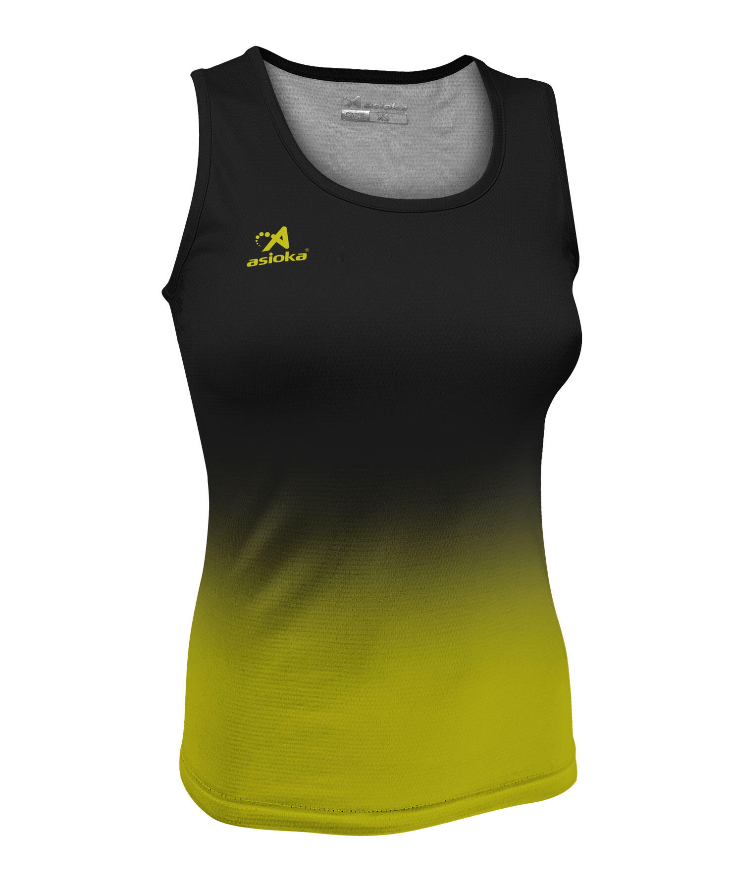 ASIOKA Camiseta Running Tirantes Mujer Asioka TENERIFE Mesh Lima/Negro.Transpirable
