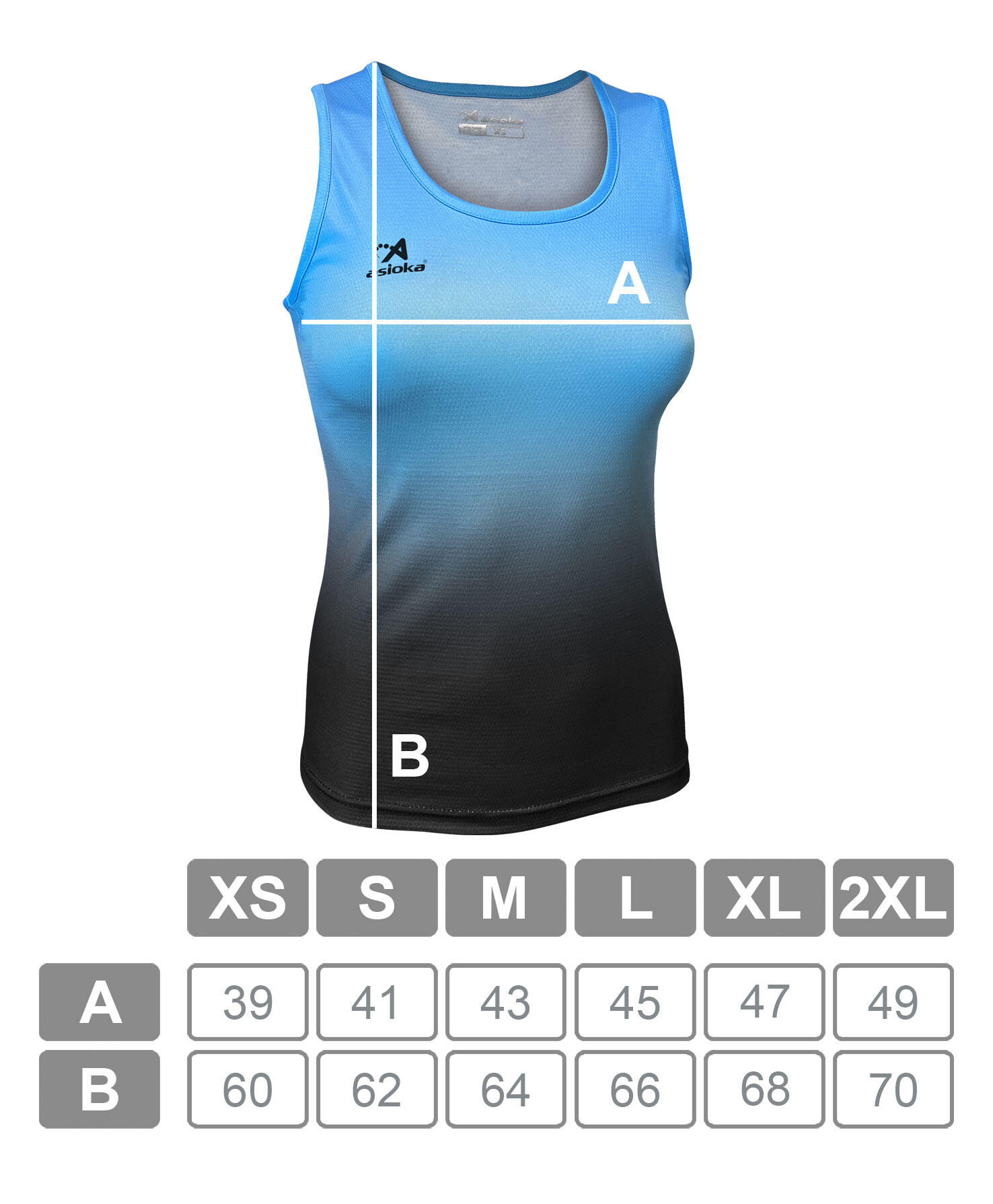 Camiseta Running Tirantes Mujer Asioka TENERIFE Mesh Turq/Negro.Transpirable 5/7