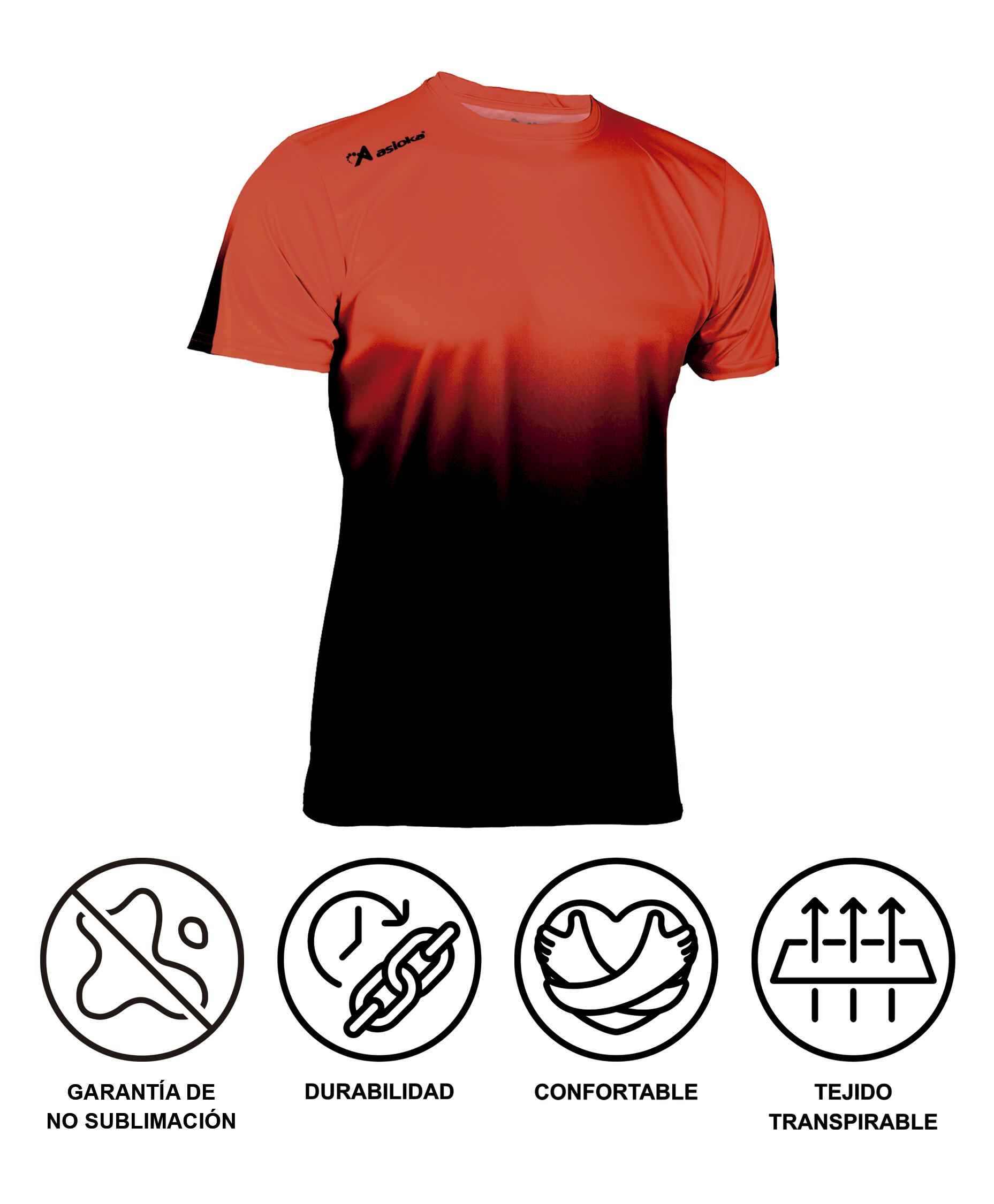 Camiseta Running Manga Corta Hombre Asioka TENERIFE Mesh Rojo.Transpirable 7/7