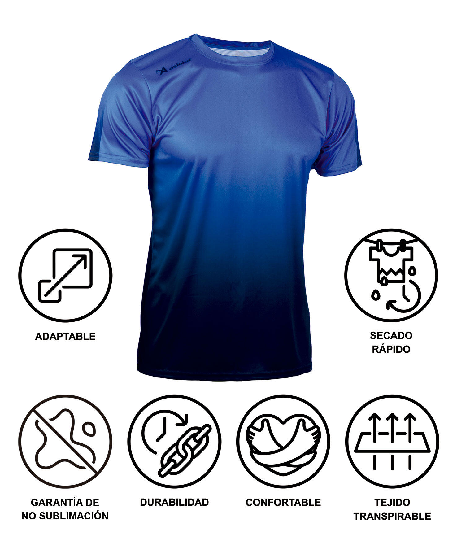 Camiseta de Fútbol para Niños Asioka TENERIFE Royal/Navy.Poliéster Interlock 6/7
