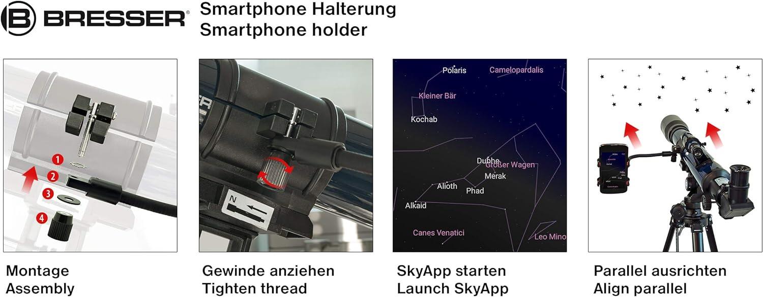 Telescopio Bresser SKYLUX 70/700 con adattatore per smartphone 4/7