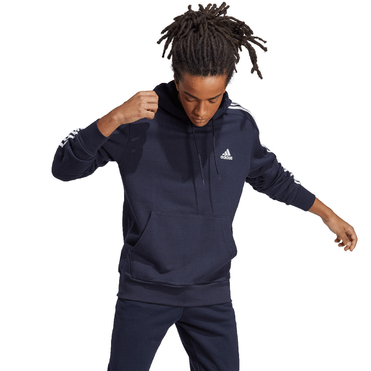 Felpa adidas Essentials con cappuccio e zip, 100% cotone 3/6