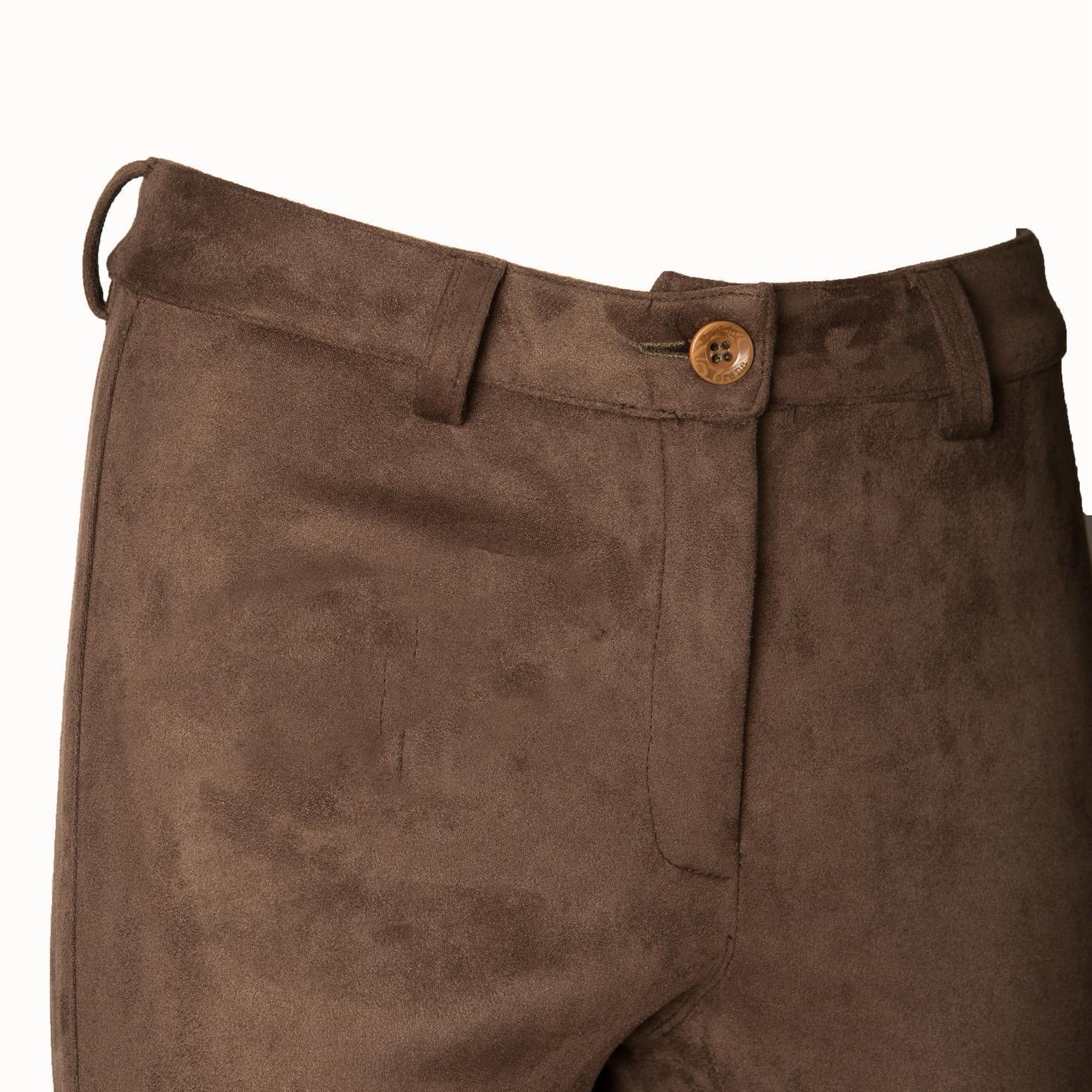 Leggings Caza Mujer Pasión Morena 06026 Marrón Camel Antelina con Cremallera 3/3