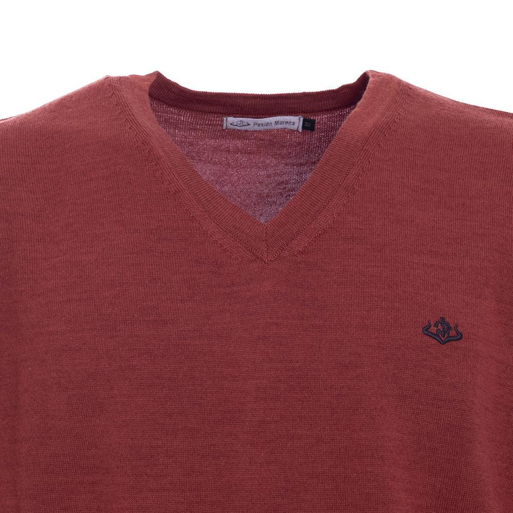 Jersey Caza Hombre Pasión Morena 03053 Terracota Cuello Pico 2/5
