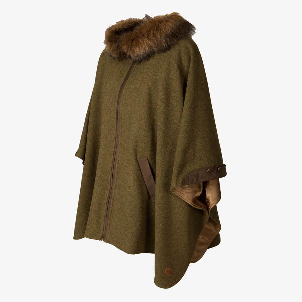 Poncho Caza Mujer Pasión Morena 10059 Verde con Capucha y Cremallera 5/5