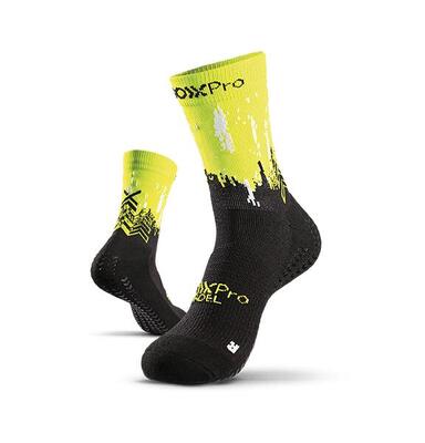 Soxpro padel anti verstuiking padel sokken zwart-fluo geel