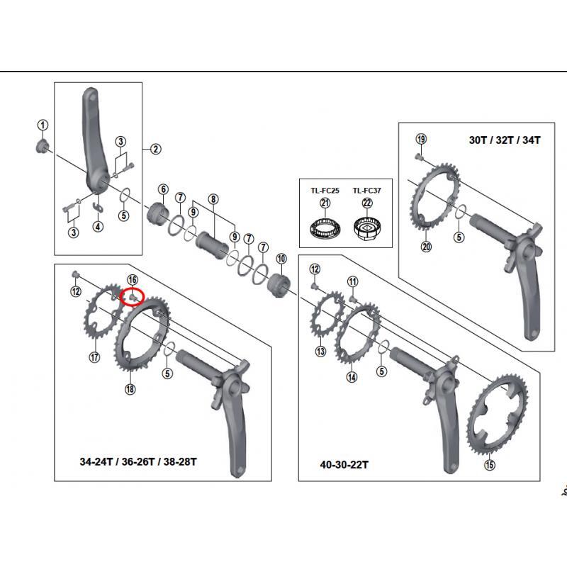 Shimano Kabinen Top Bolzen Set M8x9 FC-M8000 (4 Stück) 2/2